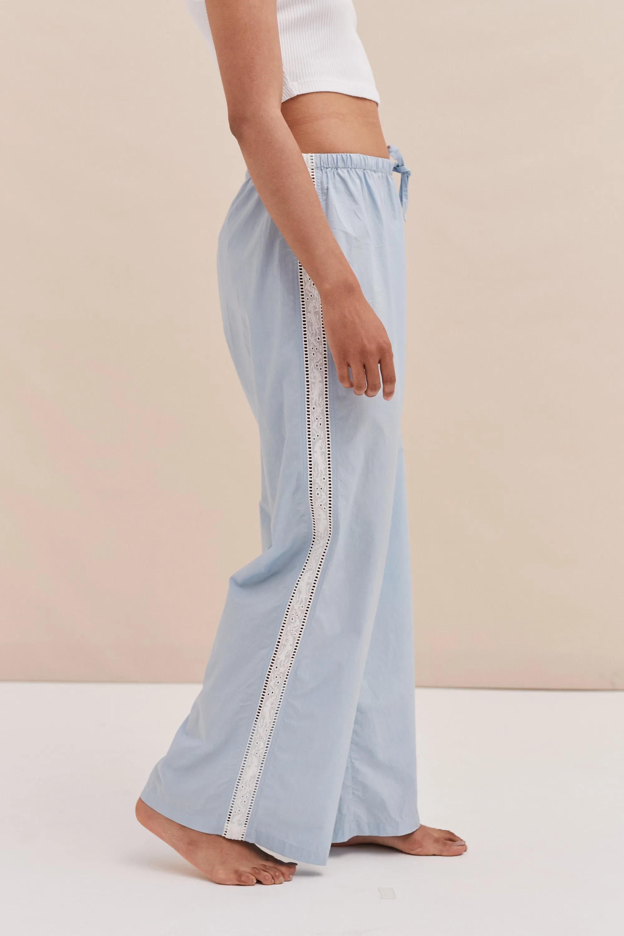 Lounge Trouser Poplin Light Blue sold by Desmond & Dempsey product image thumbnail 4