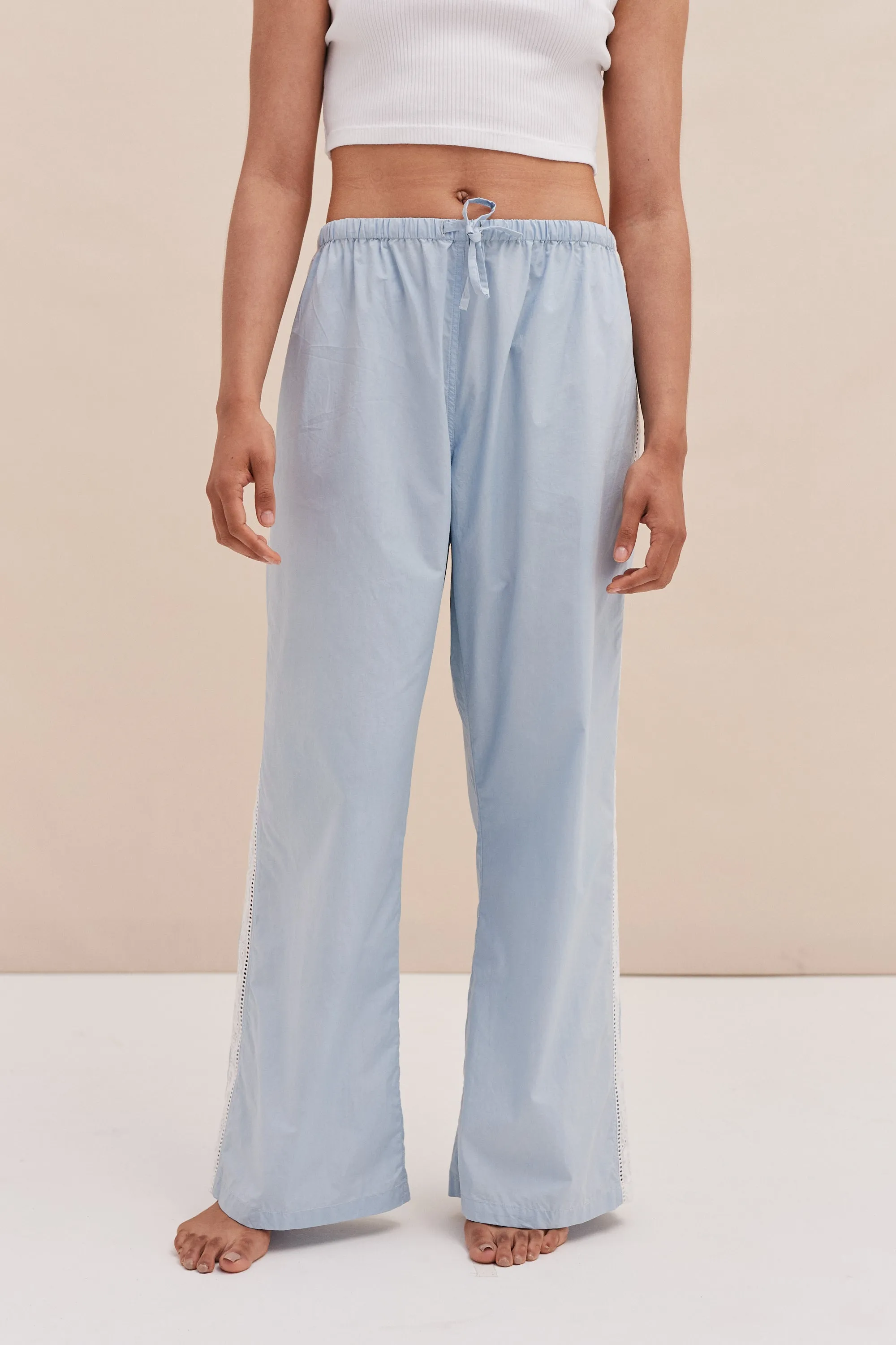 Lounge Trouser Poplin Light Blue sold by Desmond & Dempsey