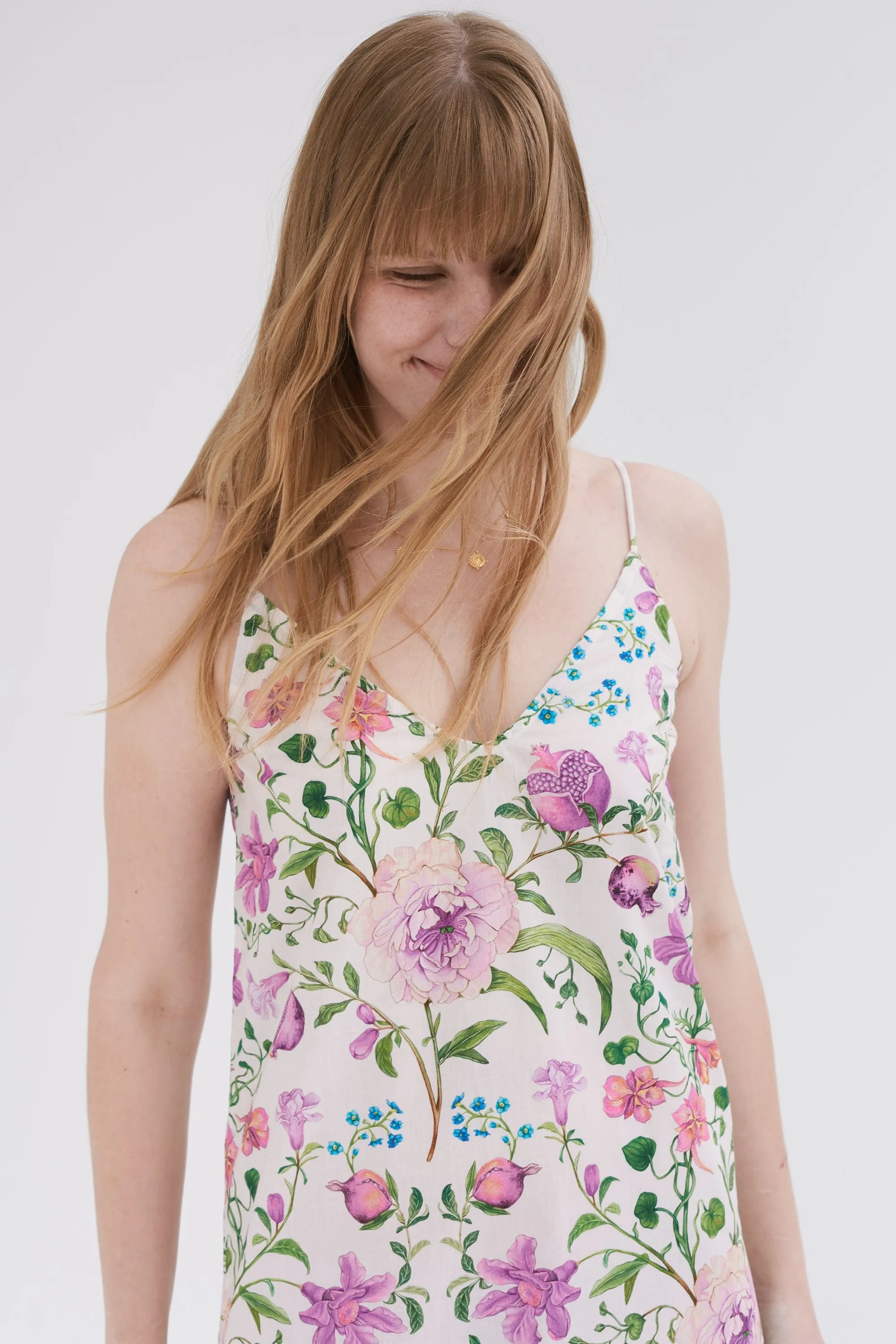 Slip Nightie Persephone Floral Print Cream/Lavender sold by Desmond & Dempsey product image thumbnail 2