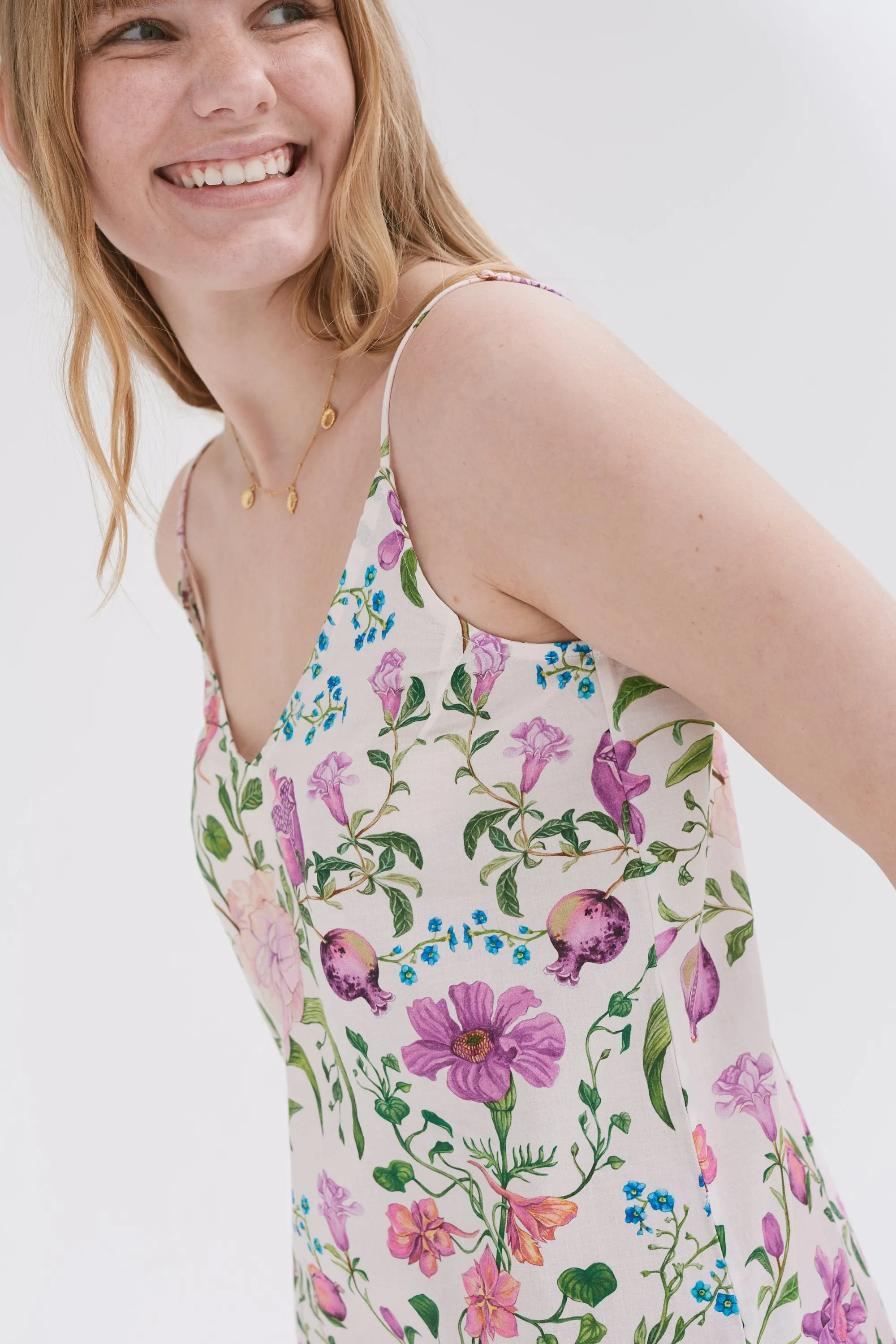 Slip Nightie Persephone Floral Print Cream/Lavender sold by Desmond & Dempsey product image thumbnail 4