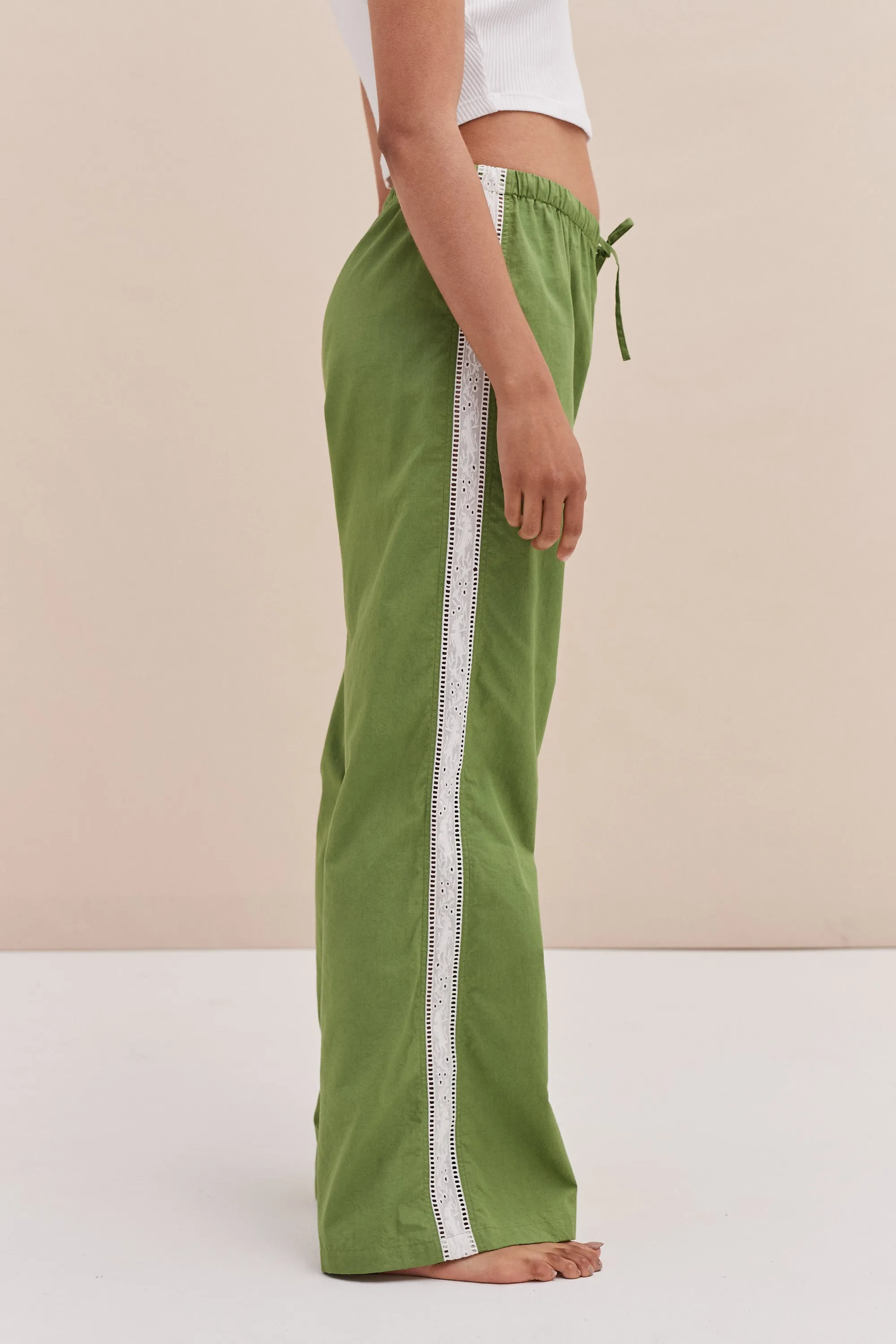 Lounge Trouser Poplin Green sold by Desmond & Dempsey product image thumbnail 2