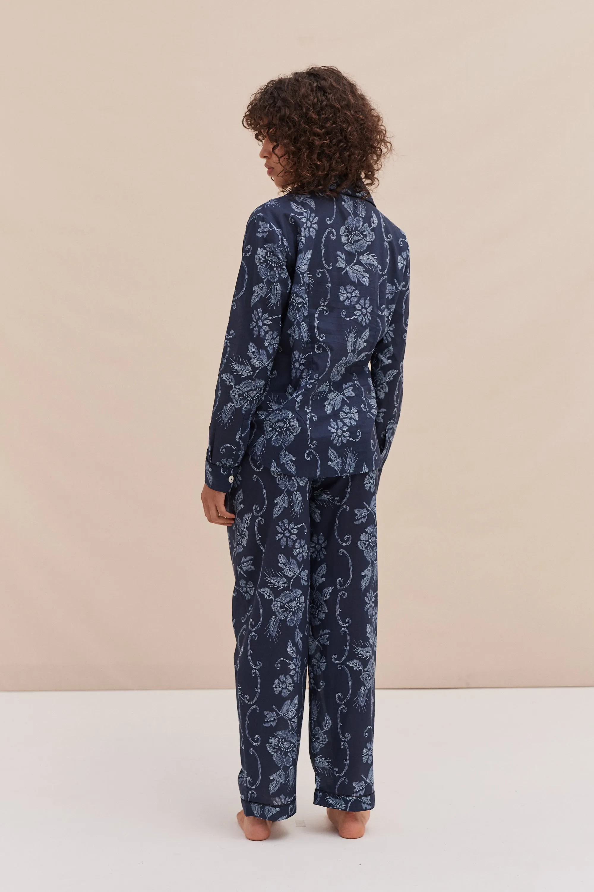 Long Pyjama Set Dorothea Print Navy sold by Desmond & Dempsey product image thumbnail 3