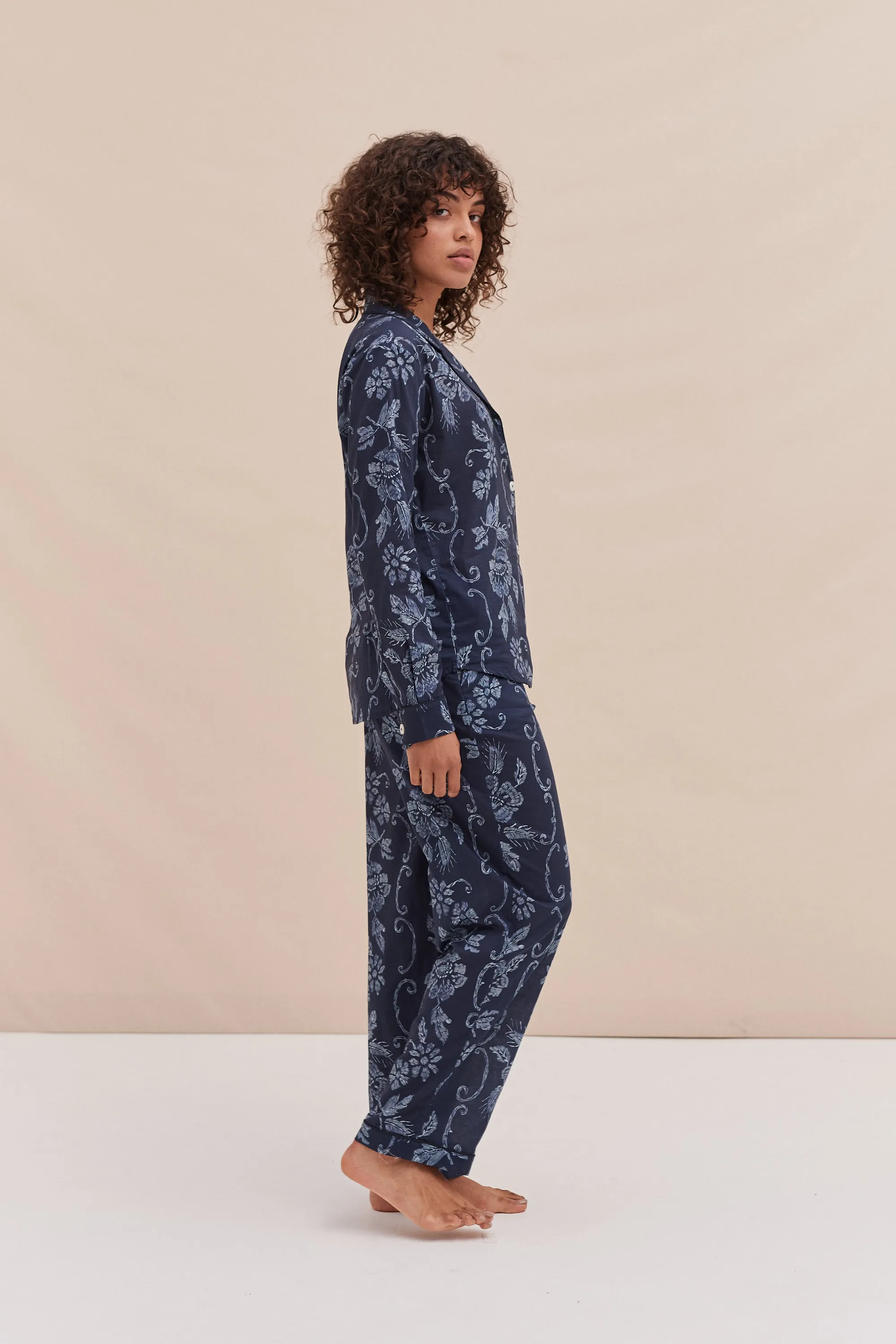 Long Pyjama Set Dorothea Print Navy sold by Desmond & Dempsey product image thumbnail 2