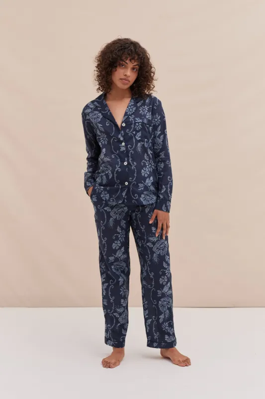 Long Pyjama Set Dorothea Print Navy sold by Desmond & Dempsey