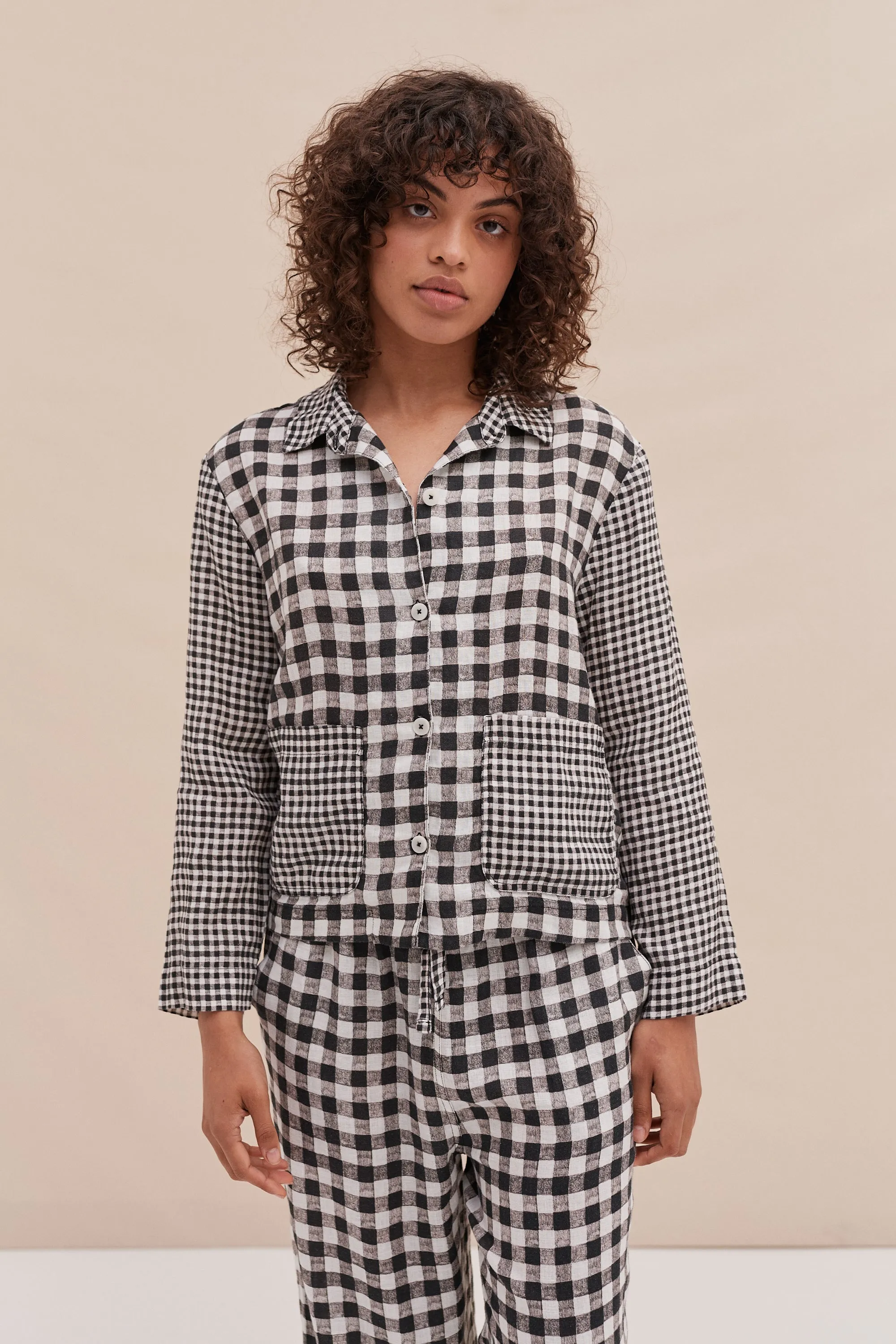 Pocket Set Gingham Print Black and White sold by Desmond & Dempsey product image thumbnail 4