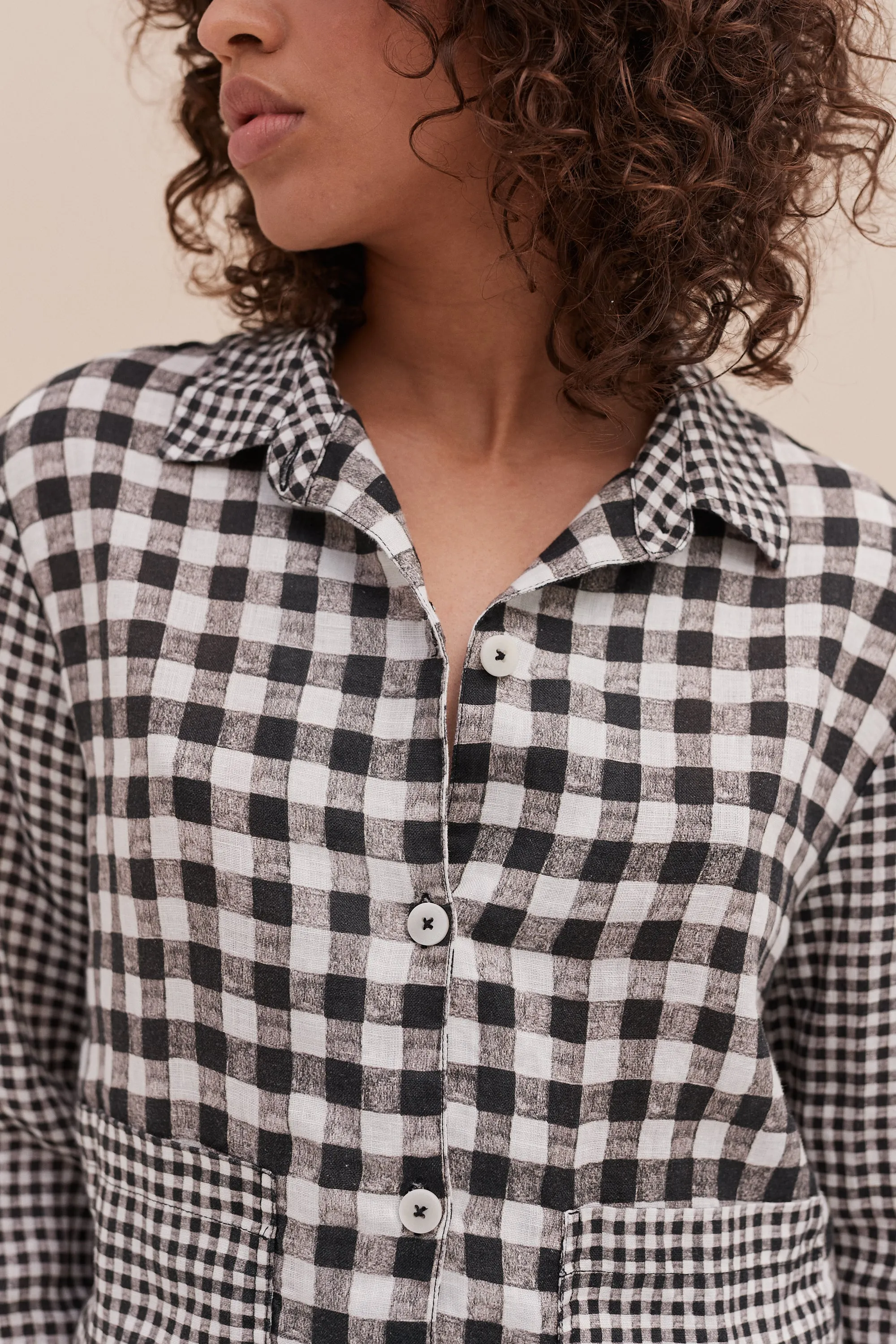 Pocket Set Gingham Print Black and White sold by Desmond & Dempsey product image thumbnail 5