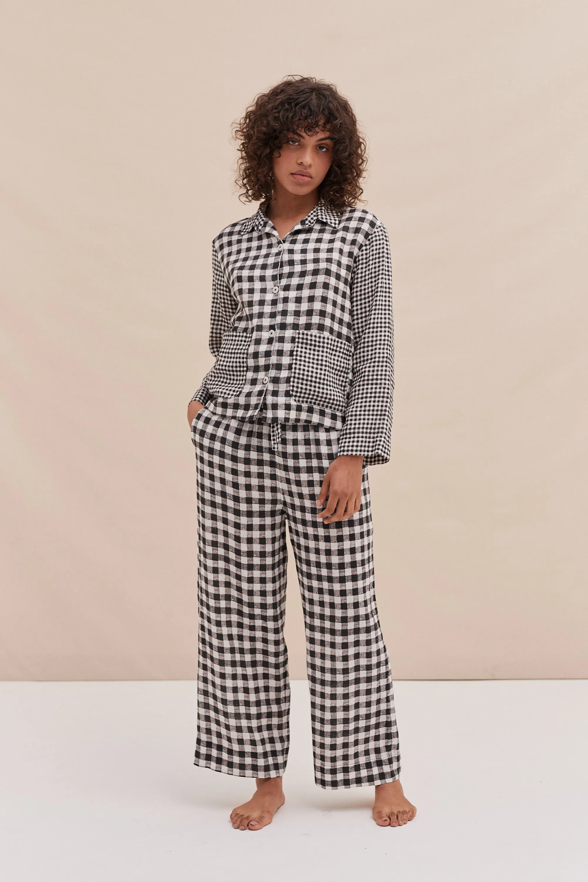 Pocket Set Gingham Print Black and White sold by Desmond & Dempsey