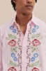 Unisex Lounge Shirt Dorothea Cross Stitch Print Pink sold by Desmond & Dempsey