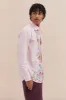 Unisex Lounge Shirt Dorothea Cross Stitch Print Pink sold by Desmond & Dempsey