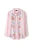Unisex Lounge Shirt Dorothea Cross Stitch Print Pink sold by Desmond & Dempsey
