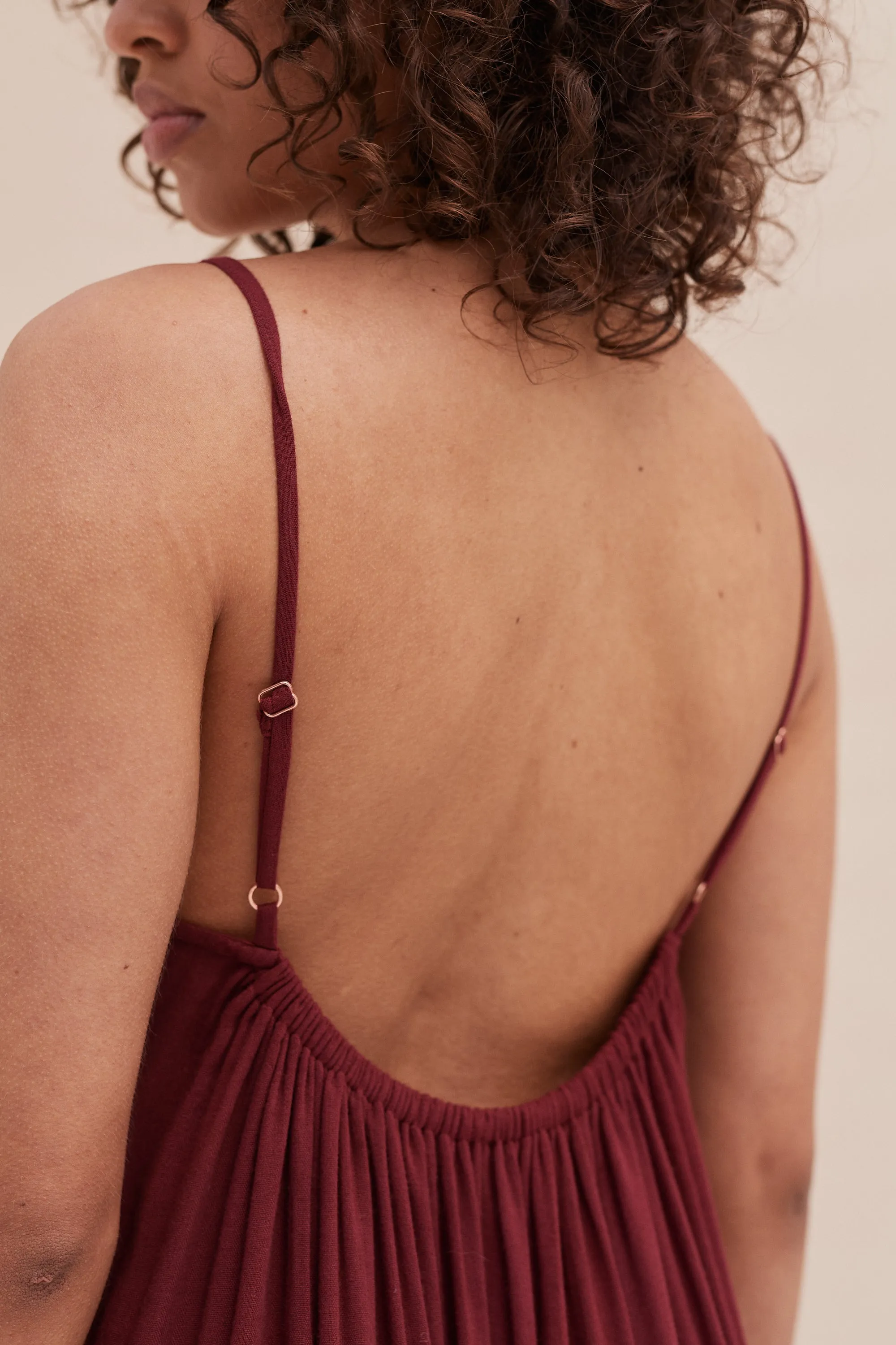 Square Nightie Dorothea Cross Stitch Print Burgundy sold by Desmond & Dempsey product image thumbnail 4