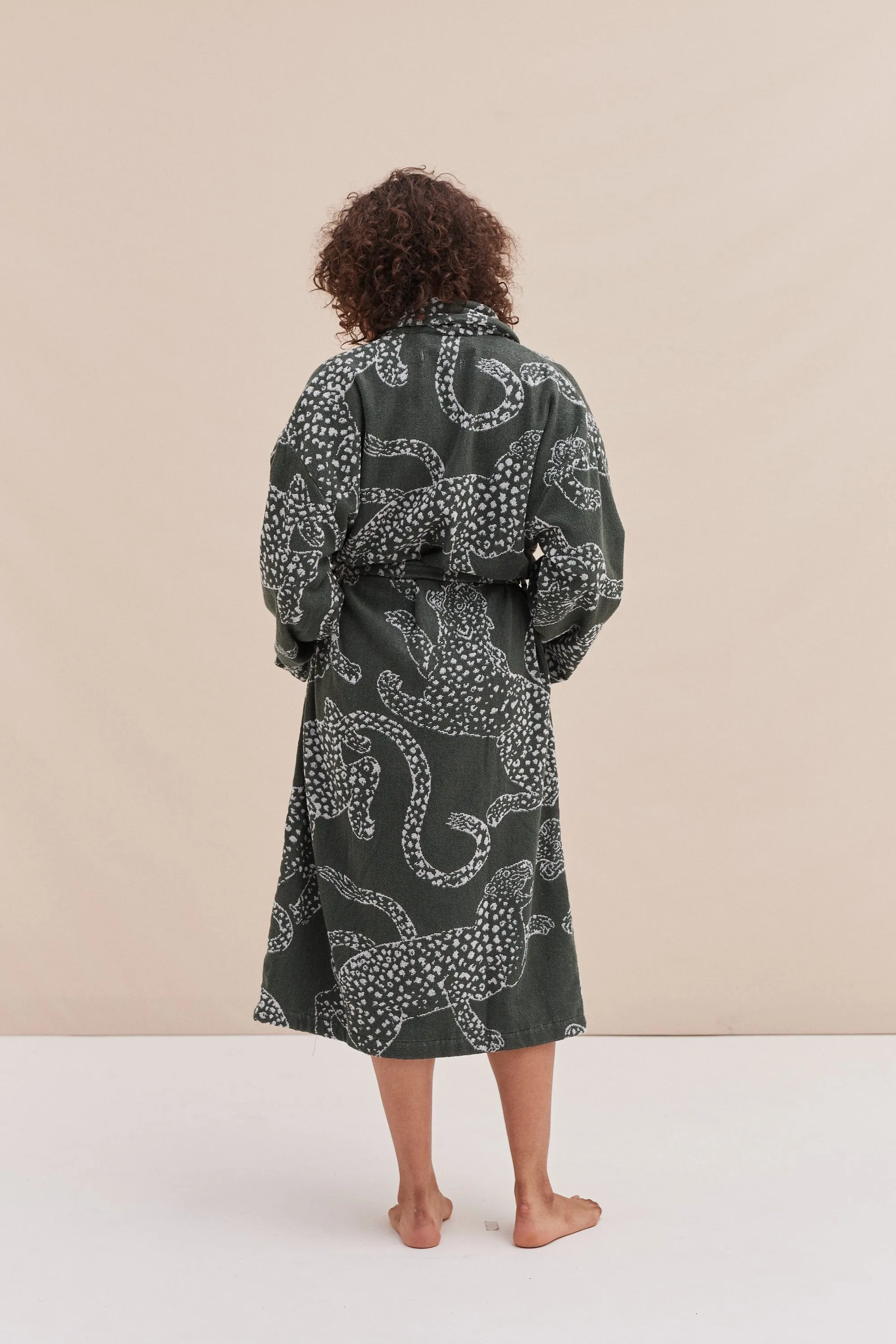 Unisex Towel Robe Jag Print Green sold by Desmond & Dempsey product image thumbnail 5
