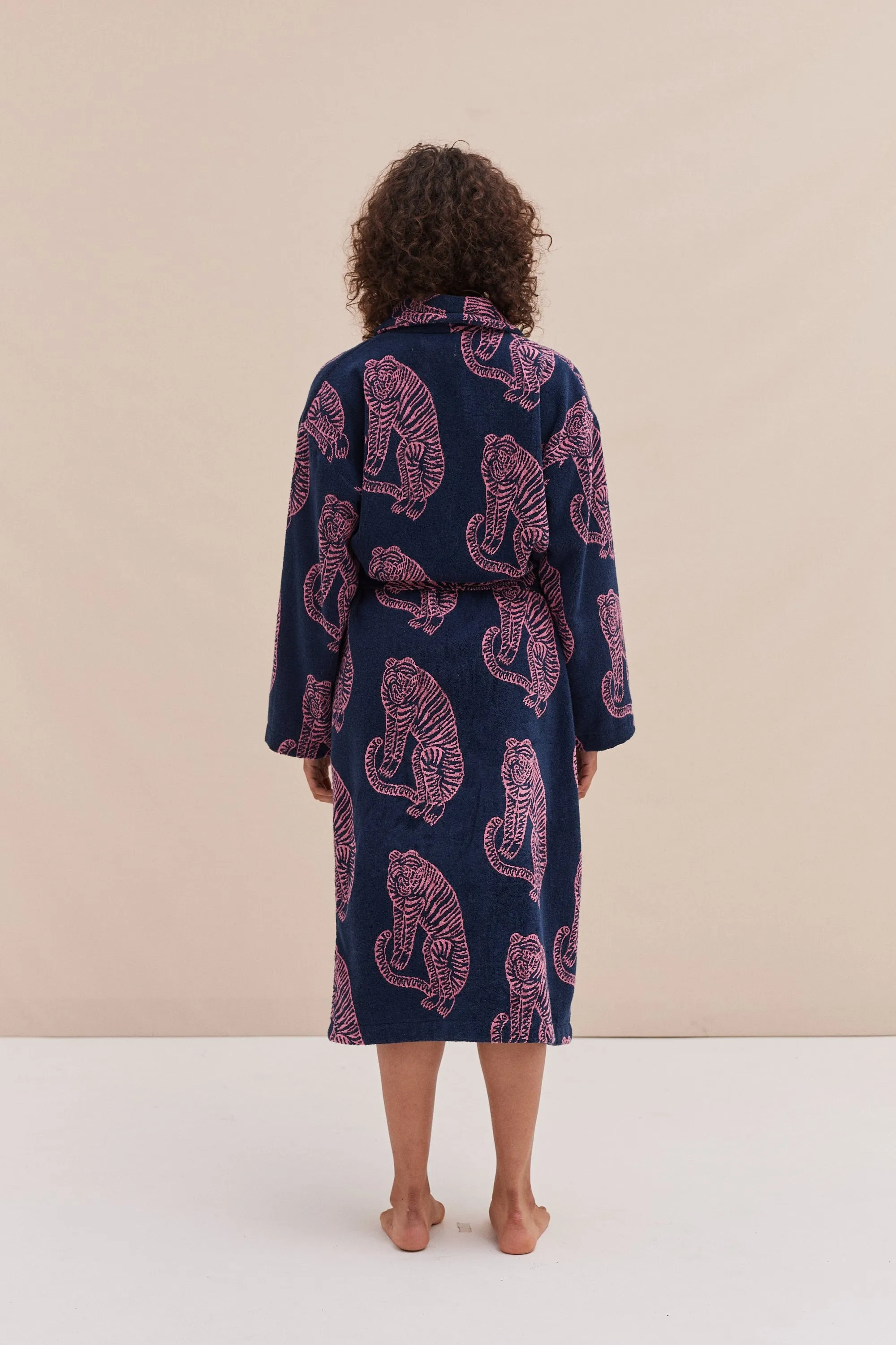Unisex Towel Robe Sansindo Print Navy Pink sold by Desmond & Dempsey product image thumbnail 3