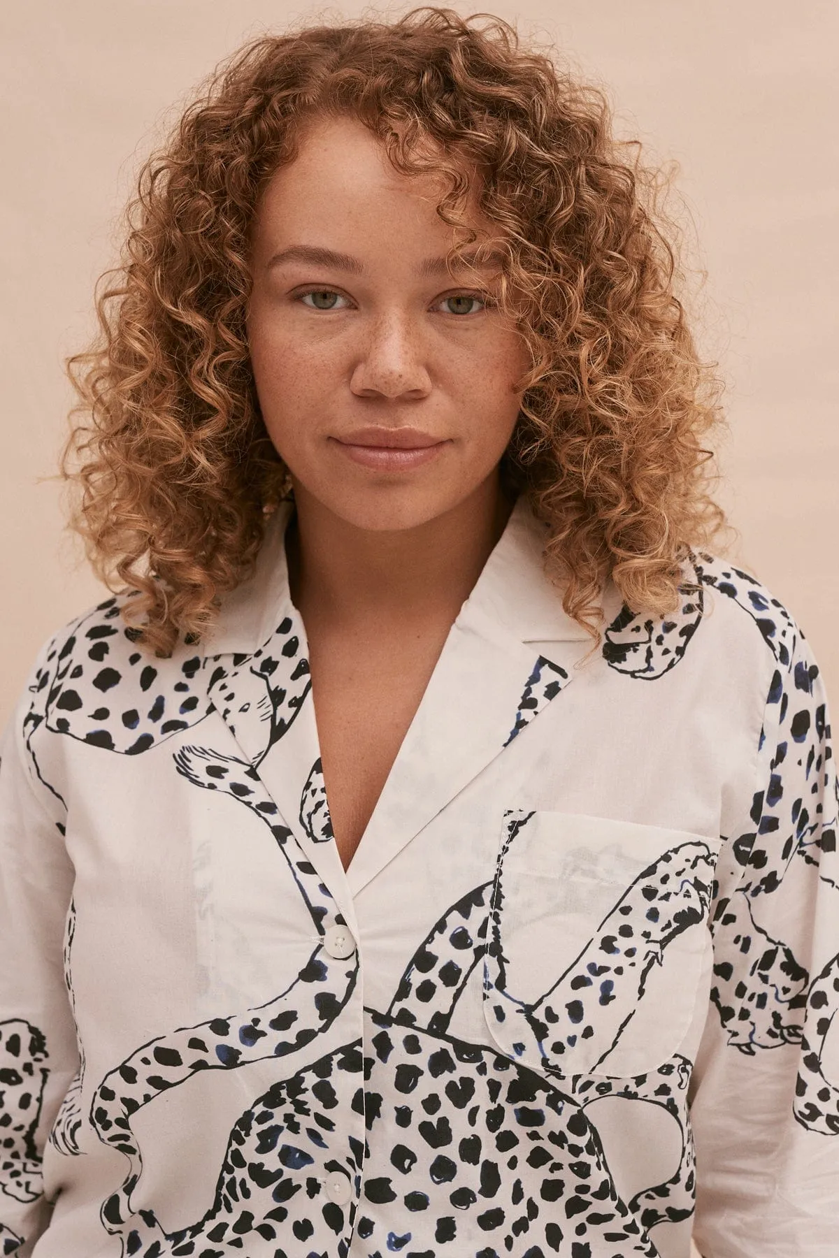 Boxy Shirt and Wide Leg Trouser Set The Jag Print Cream sold by Desmond & Dempsey product image thumbnail 4