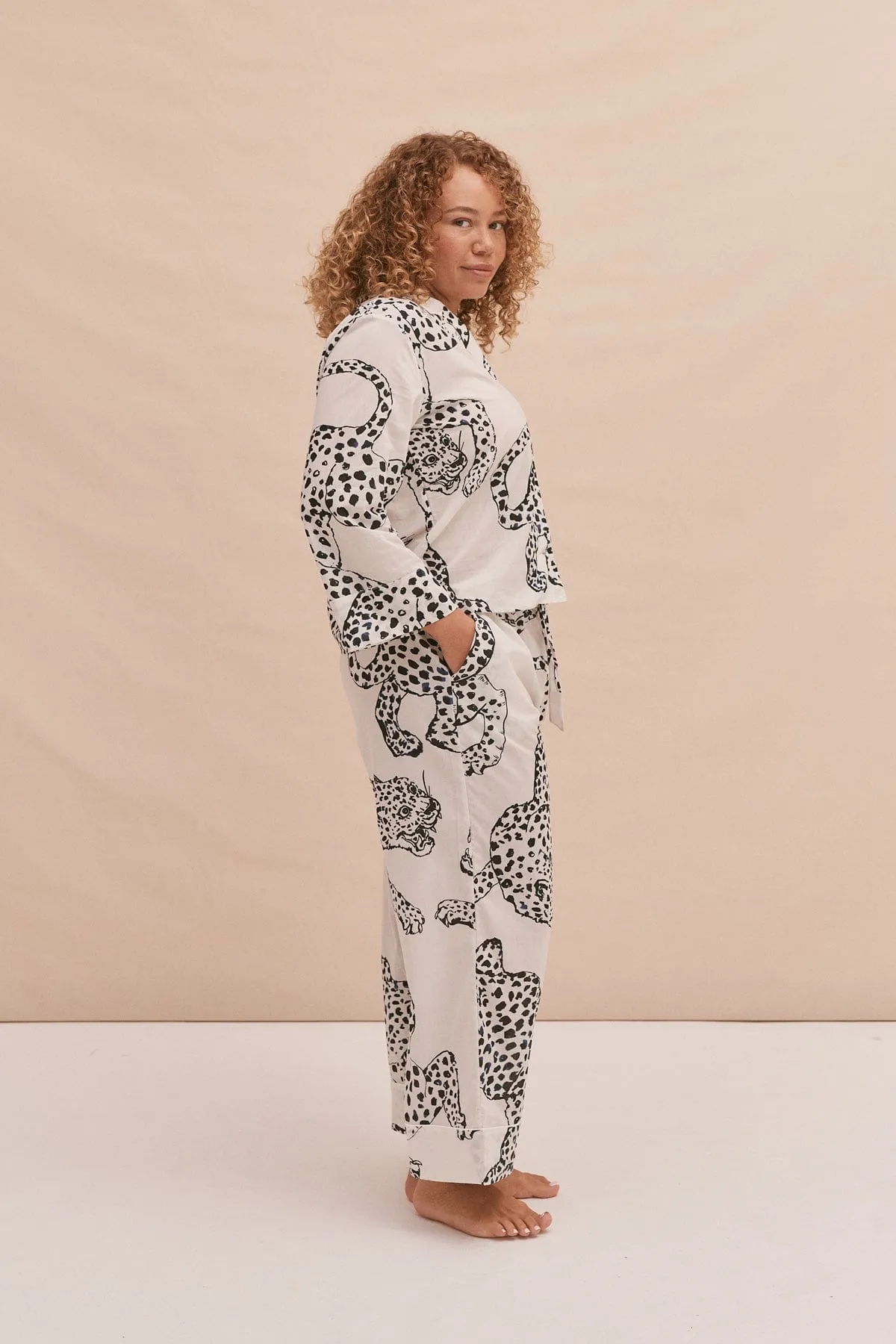 Boxy Shirt and Wide Leg Trouser Set The Jag Print Cream sold by Desmond & Dempsey product image thumbnail 3