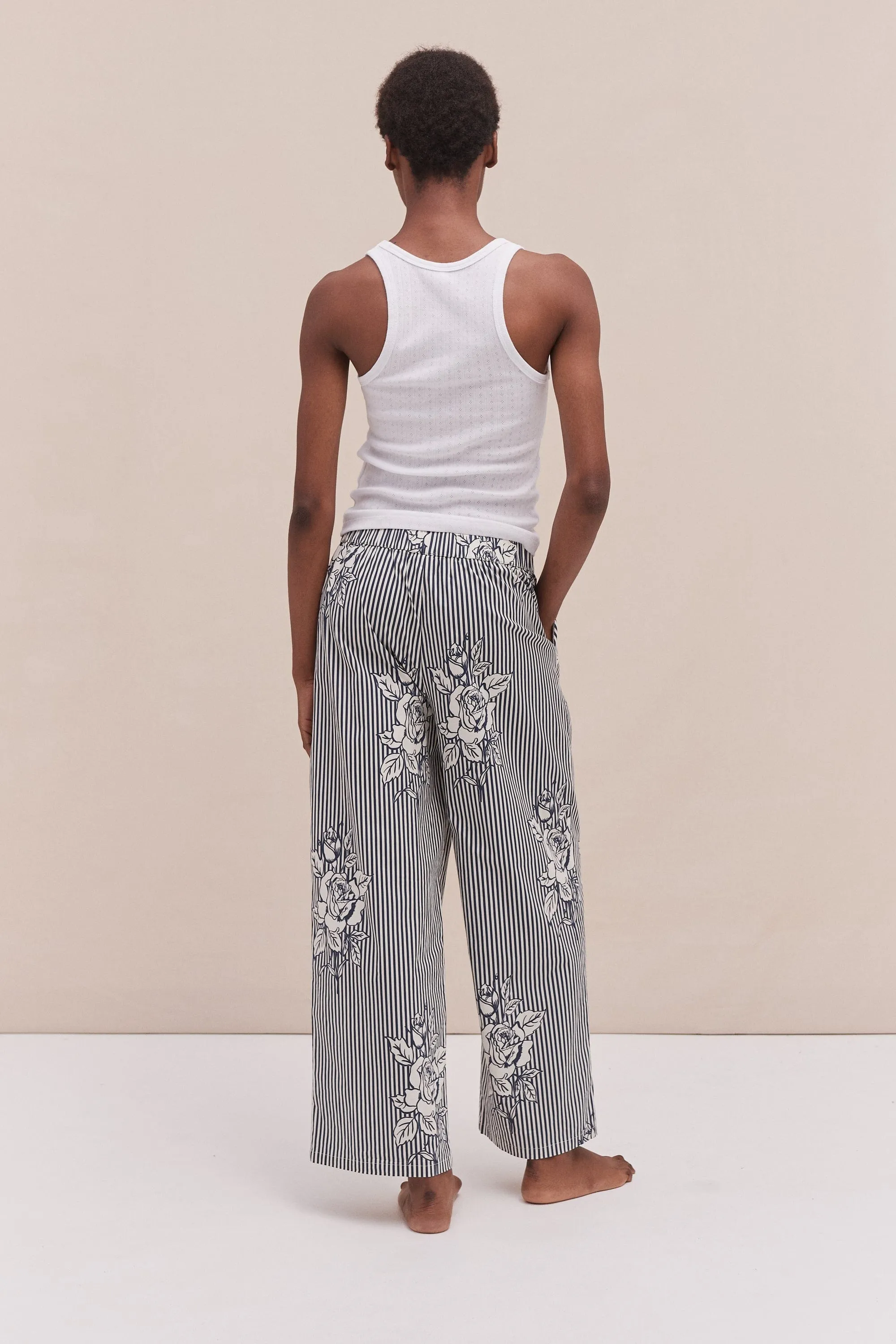 402 Trousers Pinstripe Rose Navy sold by Desmond & Dempsey product image thumbnail 3