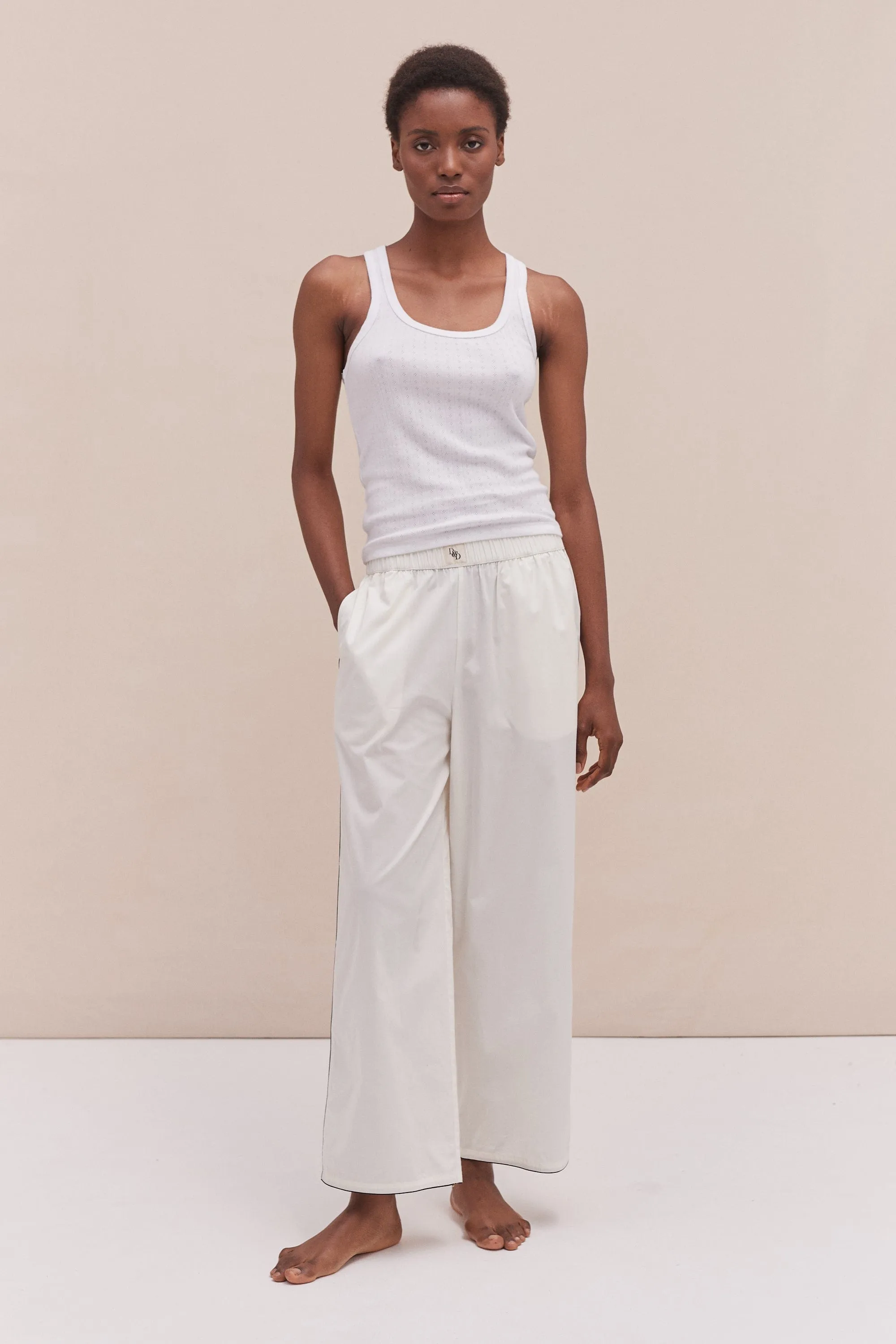 402 Trousers Cream sold by Desmond & Dempsey