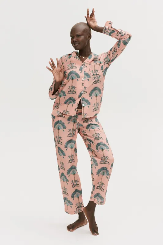 Long Pyjama Set Ravenala Print Pink sold by Desmond & Dempsey