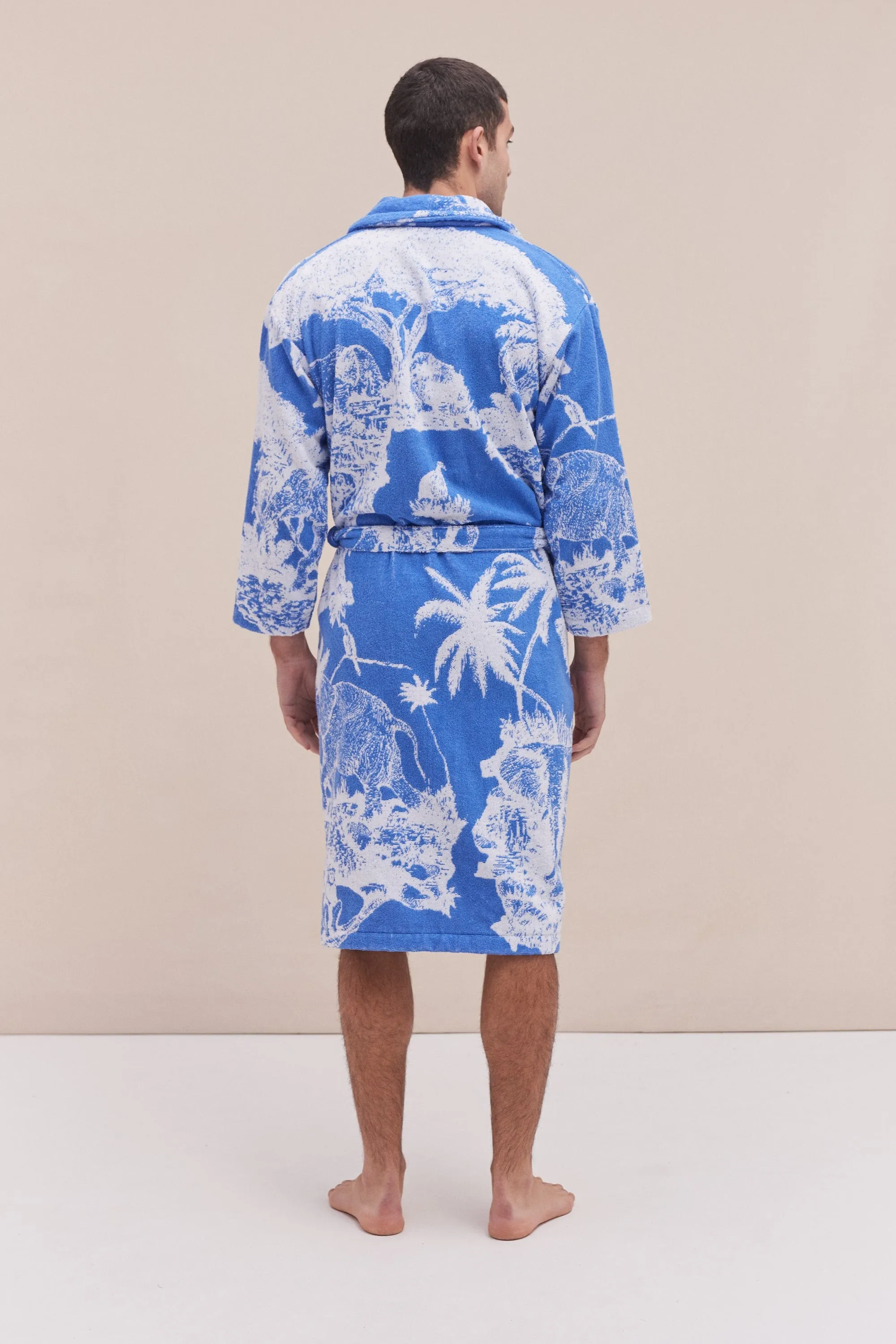 Unisex Towel Robe Loxodonta Print Blue sold by Desmond & Dempsey product image thumbnail 3
