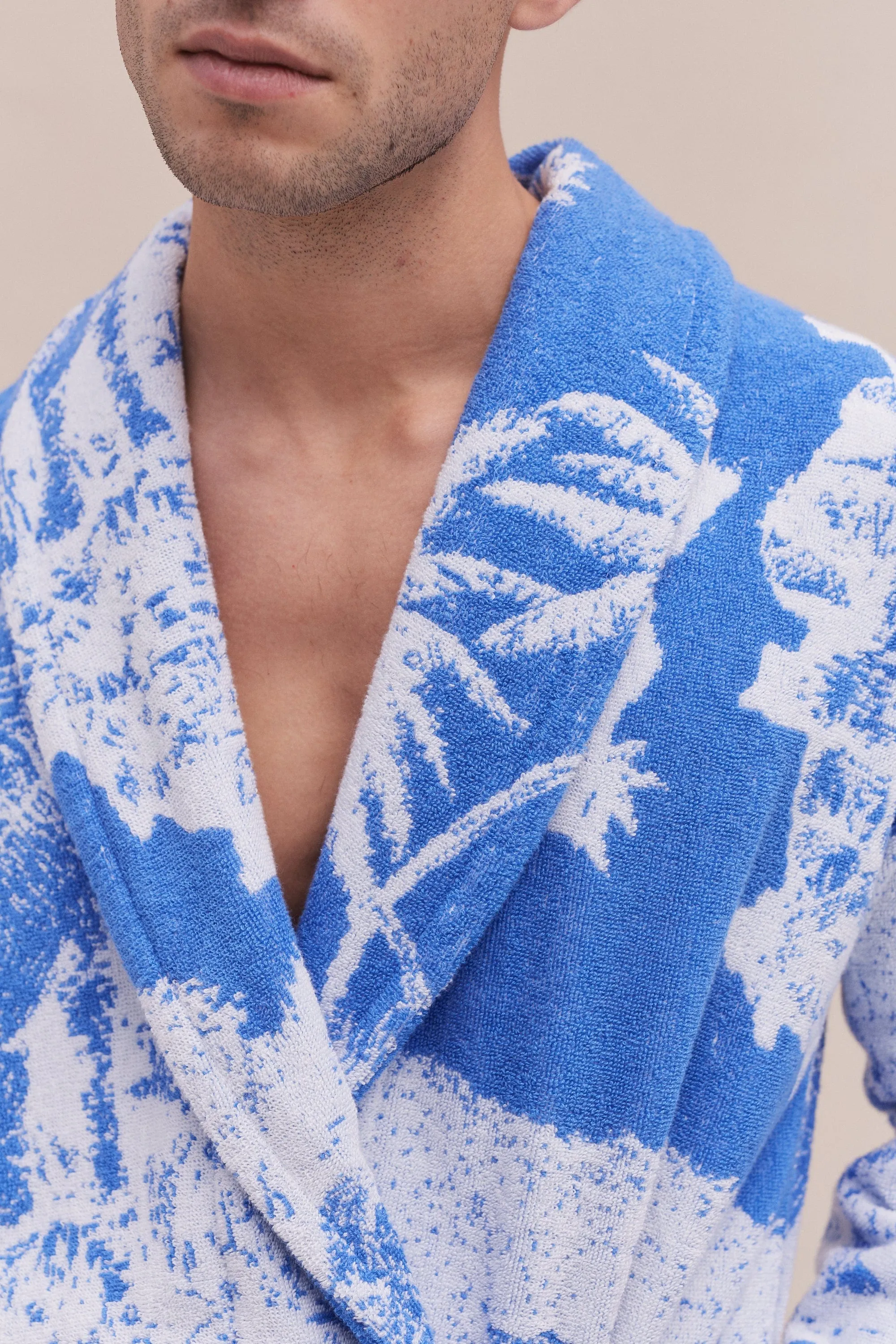 Unisex Towel Robe Loxodonta Print Blue sold by Desmond & Dempsey product image thumbnail 4