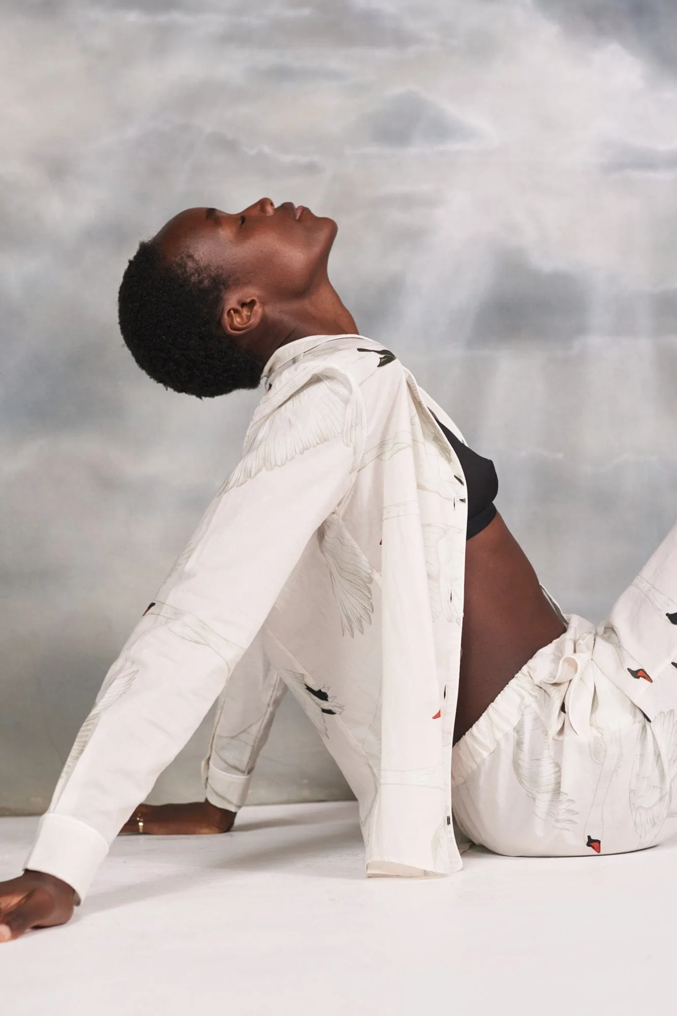 Long Pyjama Set Cygnus Swan Print Cream sold by Desmond & Dempsey product image thumbnail 3