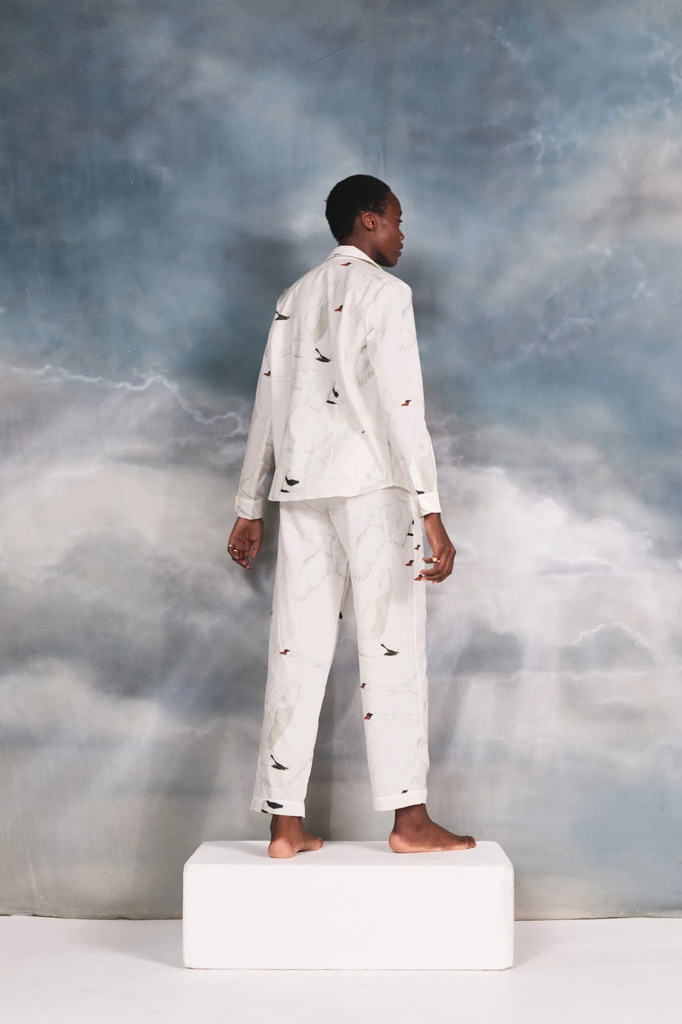 Long Pyjama Set Cygnus Swan Print Cream sold by Desmond & Dempsey product image thumbnail 2