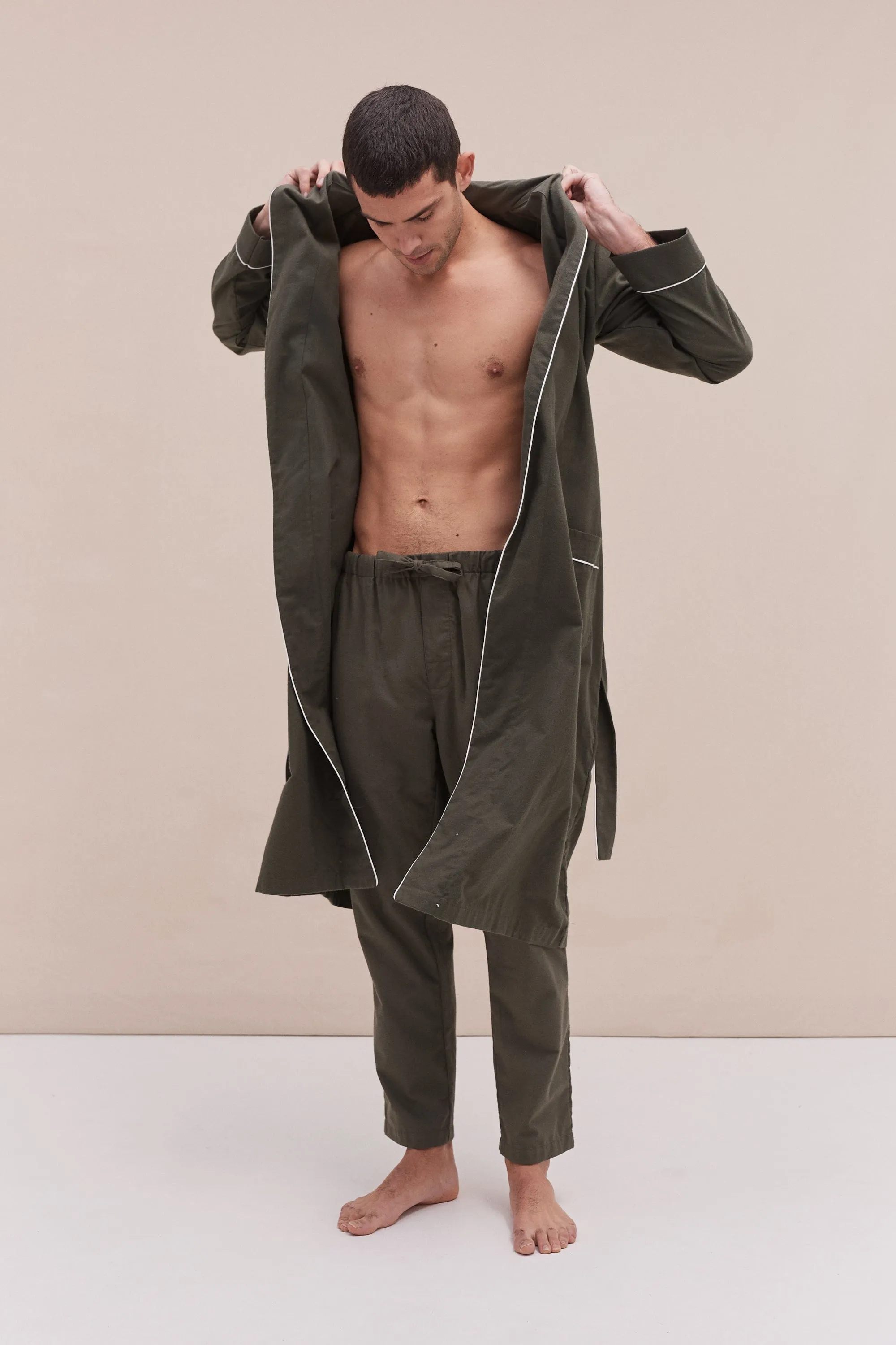 Men’s Robe Brushed Cotton Khaki sold by Desmond & Dempsey product image thumbnail 5
