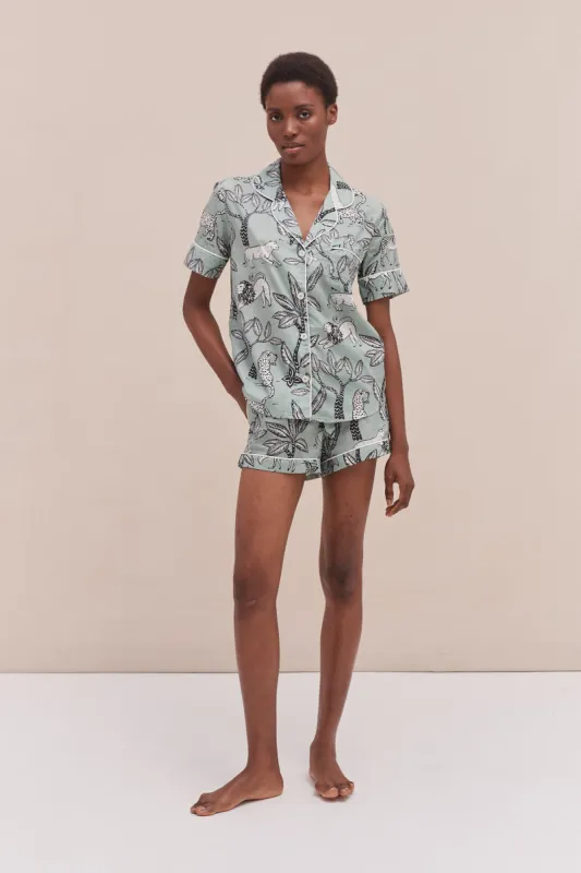 Short Pyjama Print Serengeti Safari Print Green sold by Desmond & Dempsey