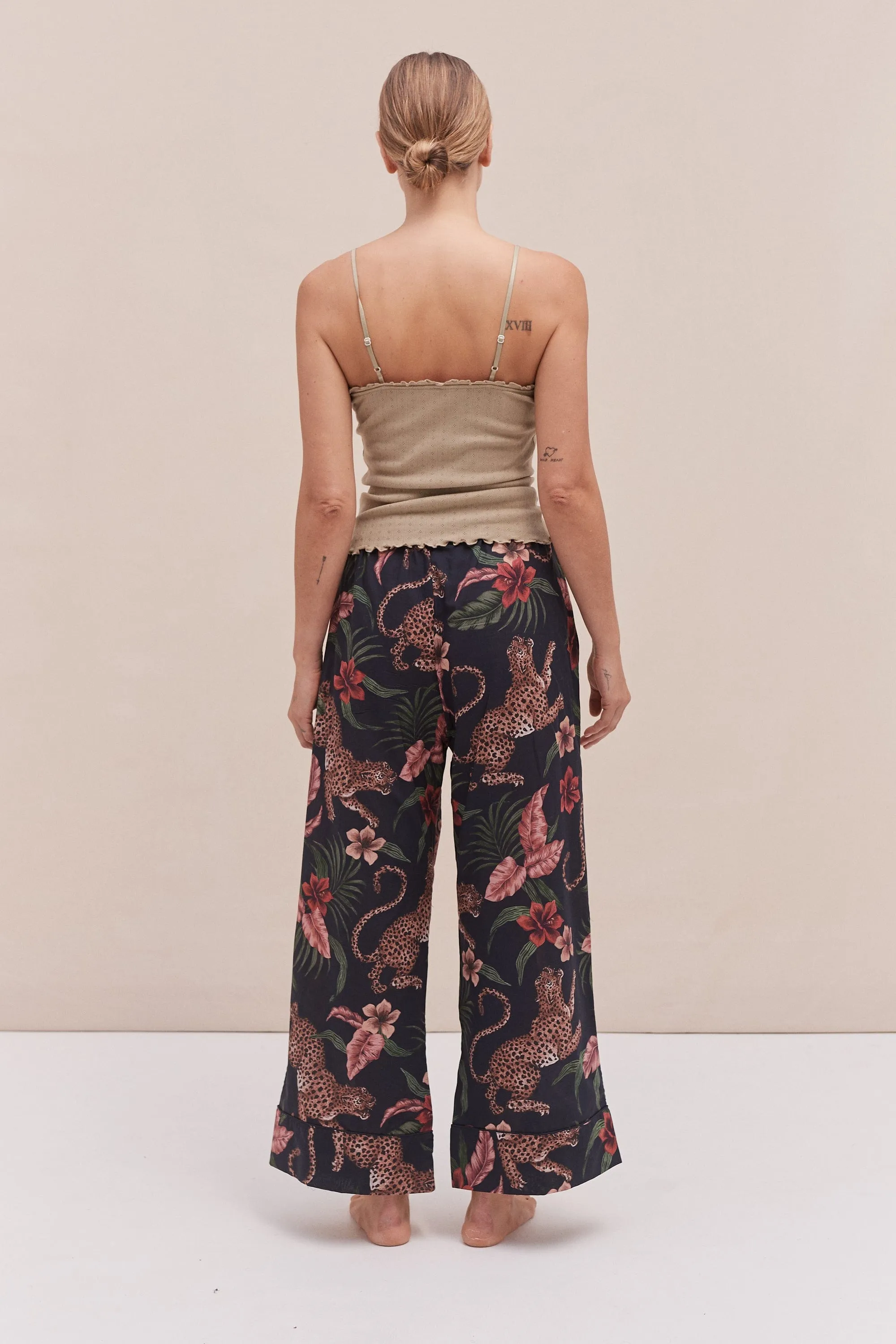 Soft V Tank Top & Wide Leg Trouser Set Khaki/Soleia Print Multi sold by Desmond & Dempsey product image thumbnail 3