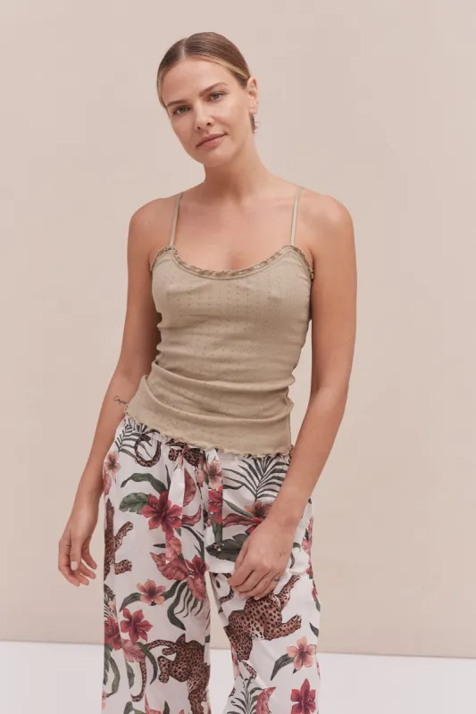 Soft V Tank Top Khaki sold by Desmond & Dempsey