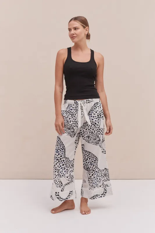 Tank Top & Wide Leg Trouser Set Black/The Jag Print Cream sold by Desmond & Dempsey