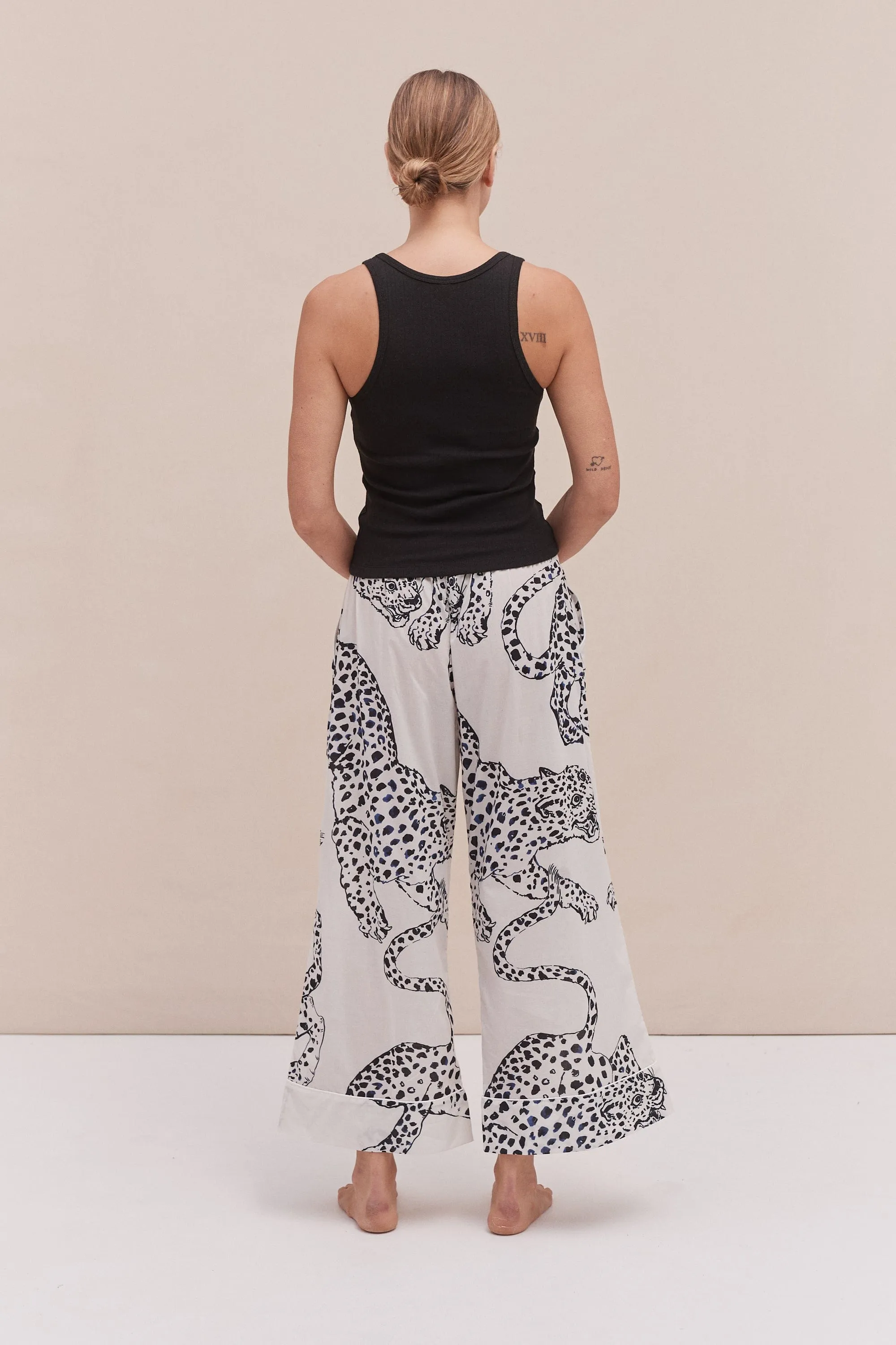 Tank Top & Wide Leg Trouser Set Black/The Jag Print Cream sold by Desmond & Dempsey product image thumbnail 3