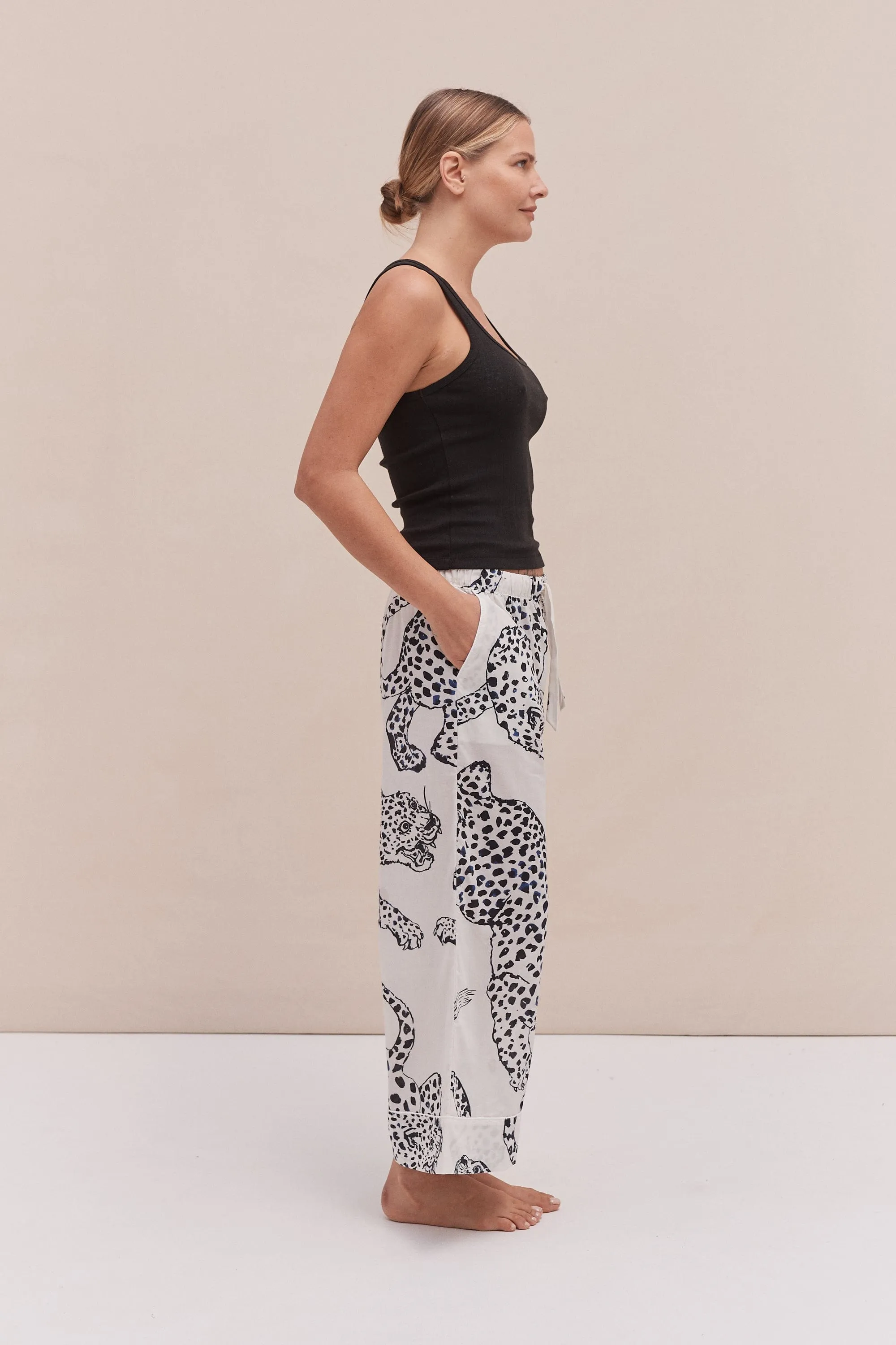 Tank Top & Wide Leg Trouser Set Black/The Jag Print Cream sold by Desmond & Dempsey product image thumbnail 2