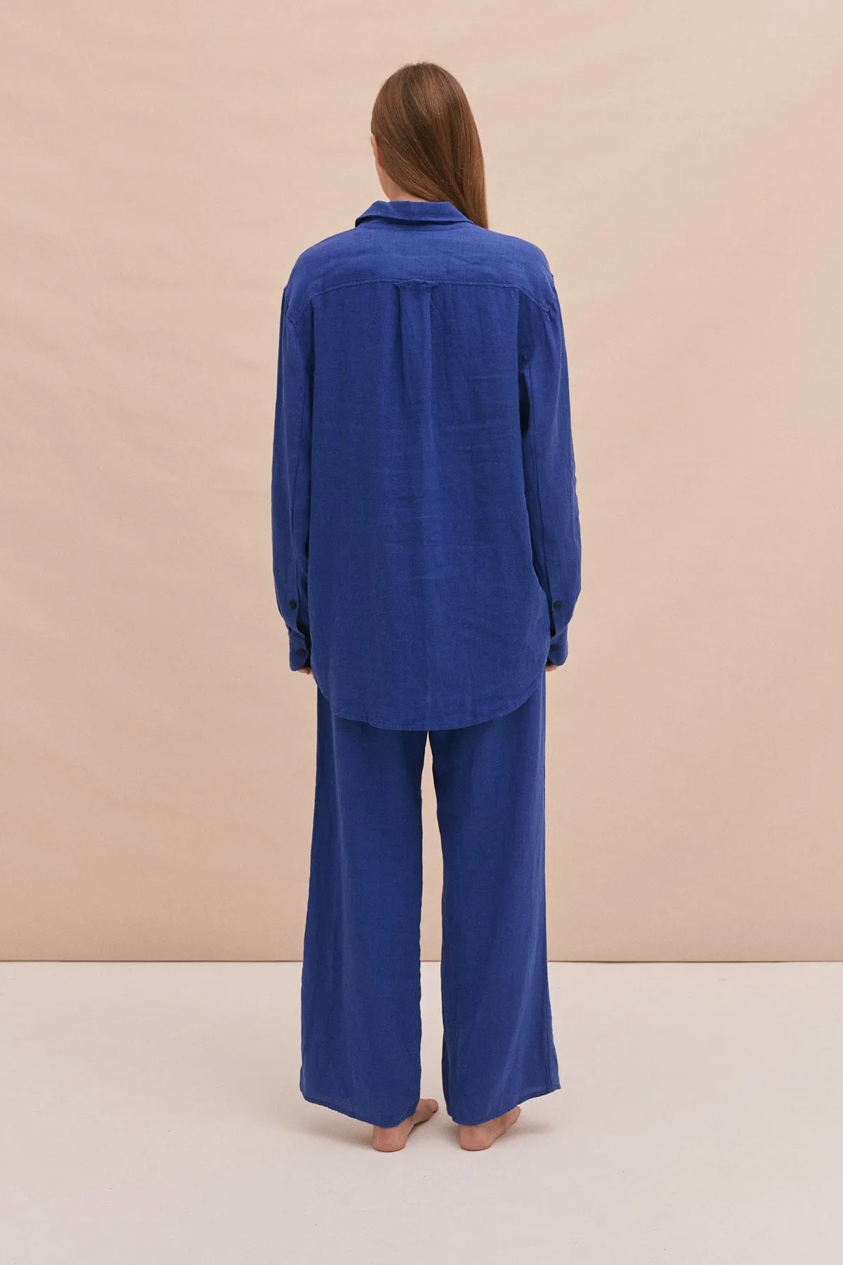 BV Lounge Trouser Lazuli Cobalt Blue Linen sold by Desmond & Dempsey product image thumbnail 3