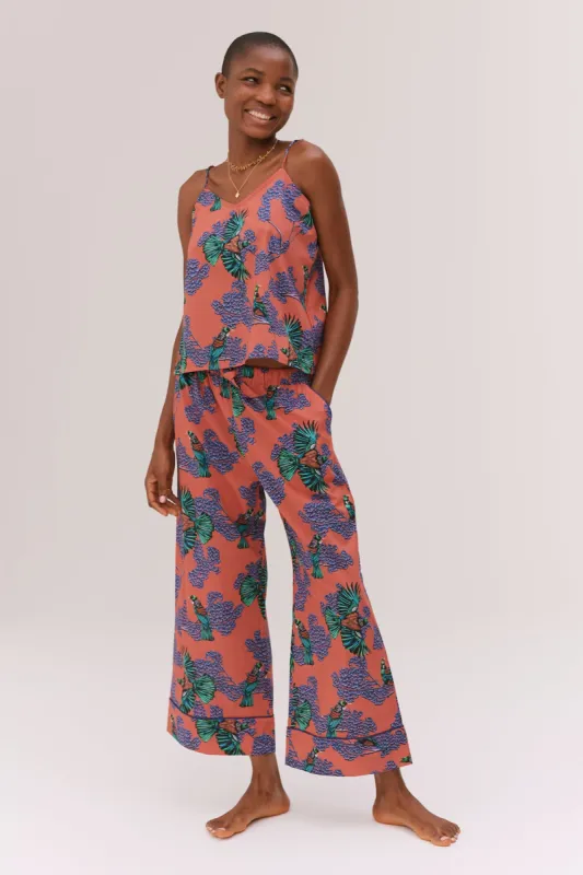 BV-Cami & Wide Leg Set Passerine Print Coral sold by Desmond & Dempsey