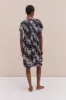 Pleated Nightie Flowers Of Time Print Black sold by Desmond & Dempsey