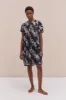 Pleated Nightie Flowers Of Time Print Black sold by Desmond & Dempsey