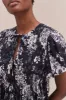 Pleated Nightie Flowers Of Time Print Black sold by Desmond & Dempsey