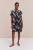 Pleated Nightie Flowers Of Time Print Black sold by Desmond & Dempsey