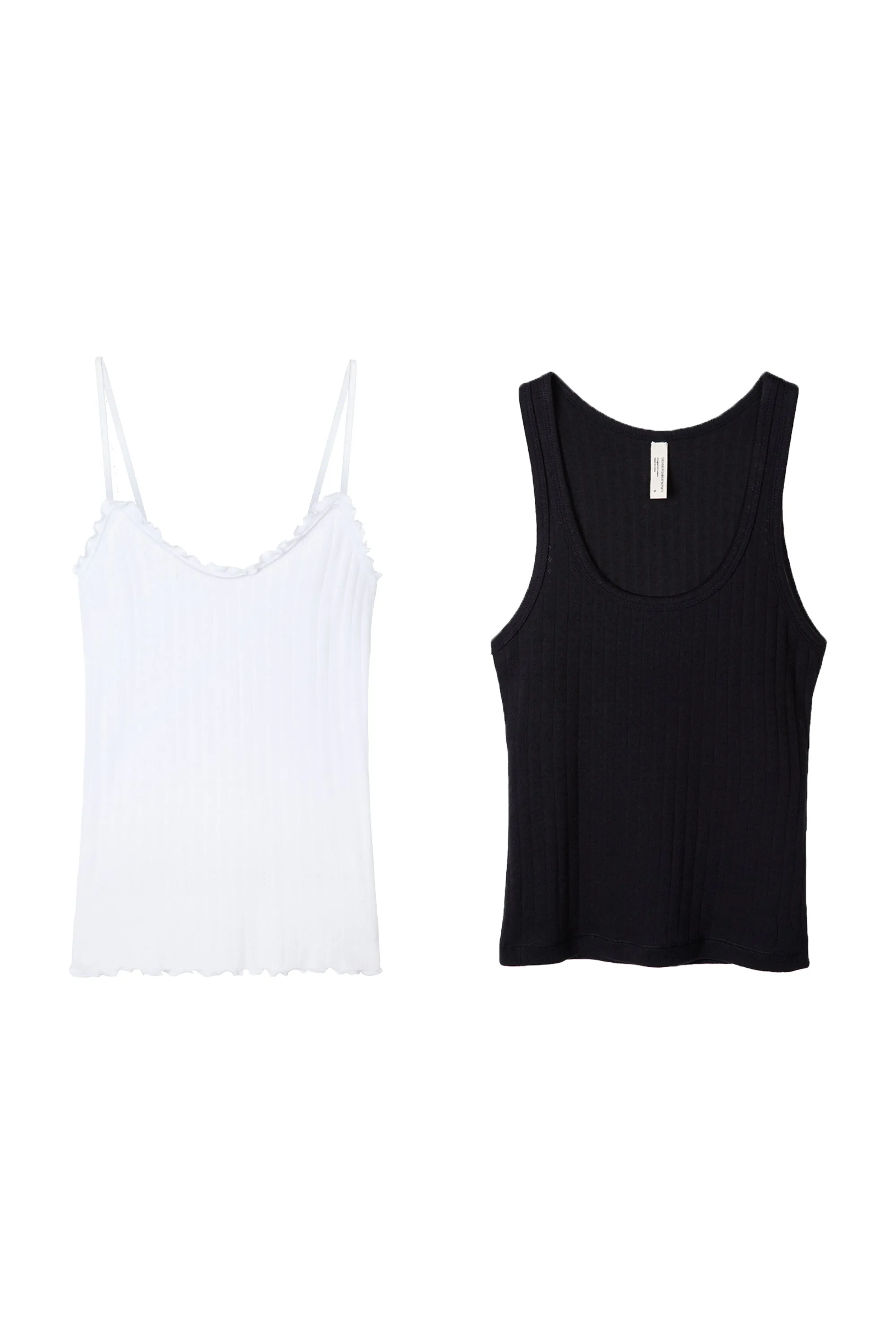 Multi Tank Top Set of Two White/Black sold by Desmond & Dempsey