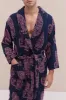 Unisex Towel Robe Sansindo Print Navy Pink sold by Desmond & Dempsey