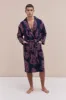 Unisex Towel Robe Sansindo Print Navy Pink sold by Desmond & Dempsey