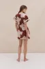 Short Towel Robe Grand Hibiscus Print Brown sold by Desmond & Dempsey