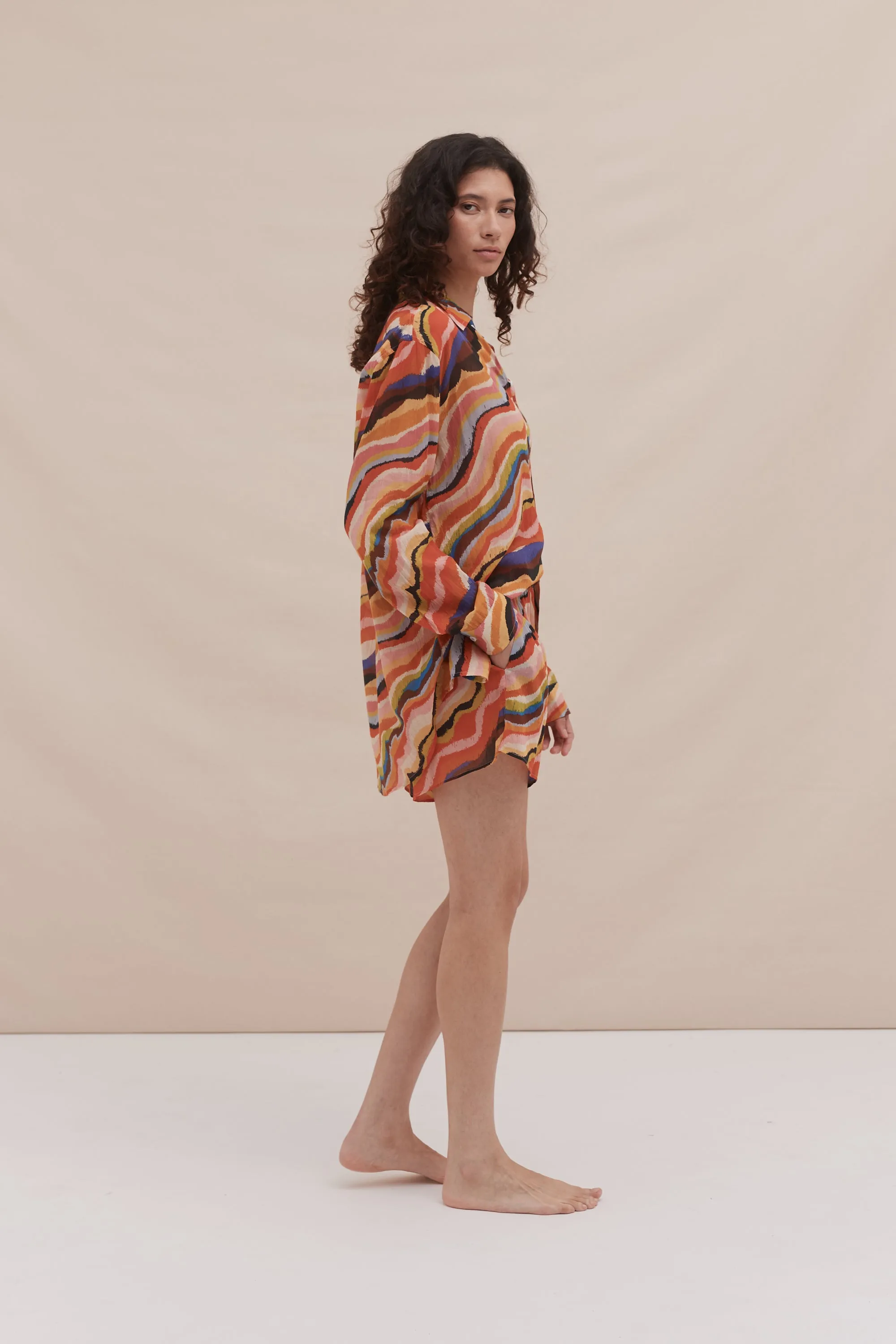 Lounge Shirt & Easy Short Set Tide Print Multi sold by Desmond & Dempsey product image thumbnail 2