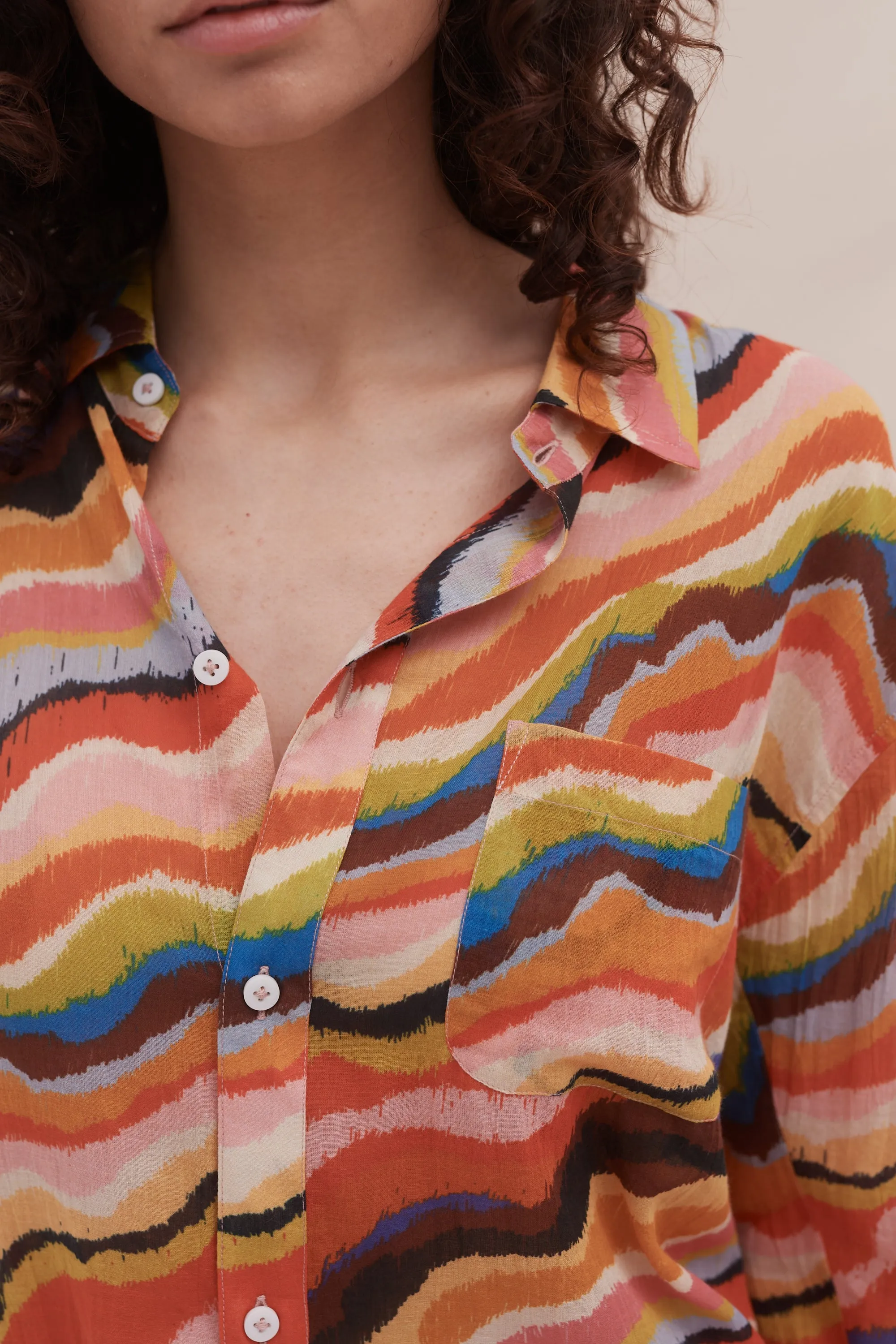 Lounge Shirt & Easy Short Set Tide Print Multi sold by Desmond & Dempsey product image thumbnail 5