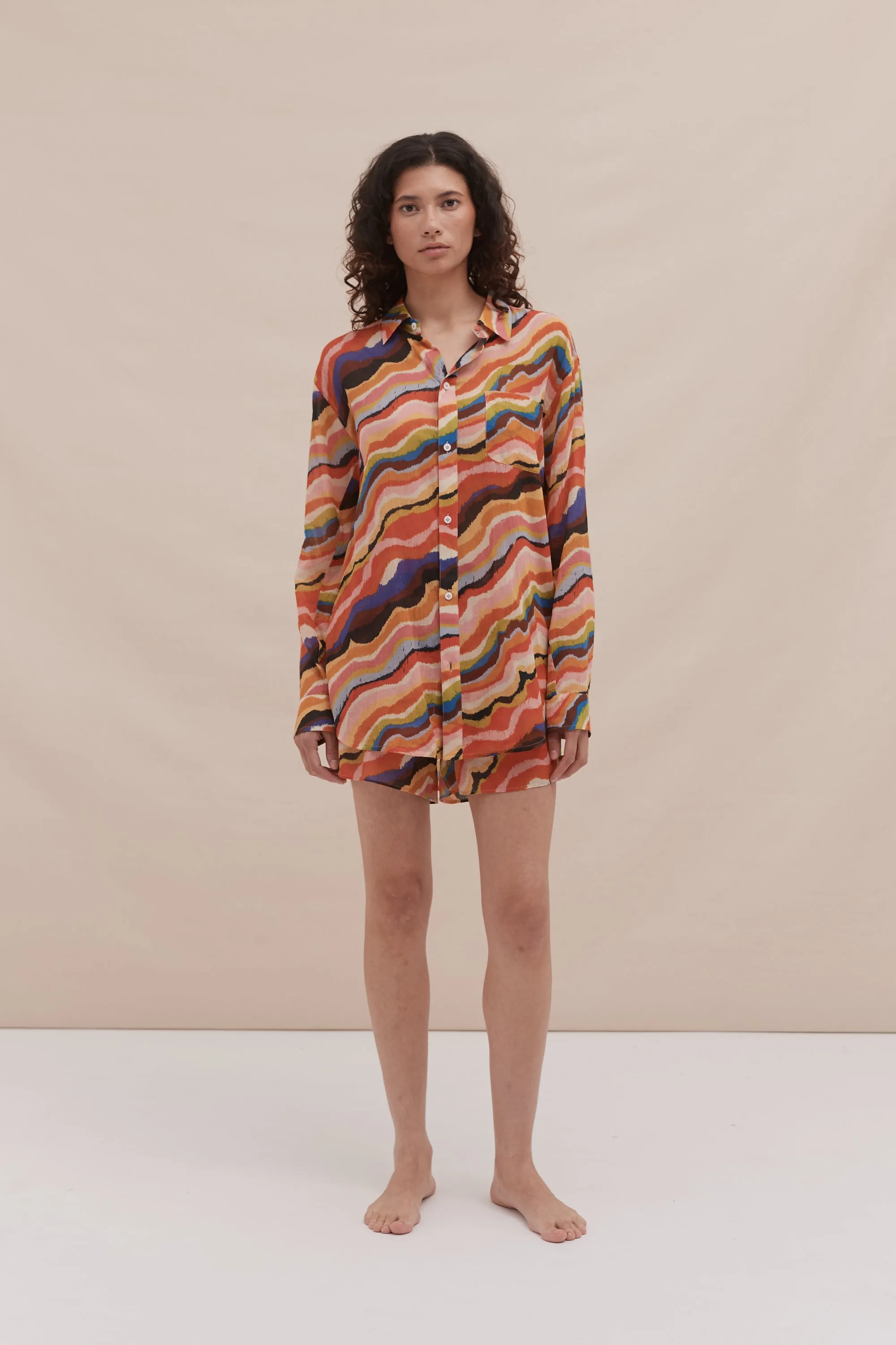 Lounge Shirt & Easy Short Set Tide Print Multi sold by Desmond & Dempsey