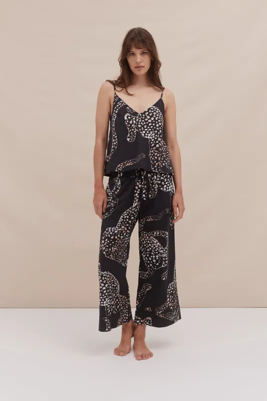 Cami Top and Wide Leg Trouser Set The Jag Print Navy sold by Desmond & Dempsey