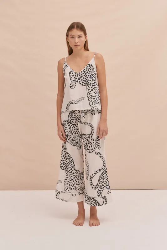 Cami Top and Wide Leg Trouser Set The Jag Print Cream sold by Desmond & Dempsey