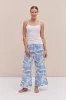 Soft V Tank Top & Wide Leg Trouser Set White/Loxodonta Print Blue sold by Desmond & Dempsey