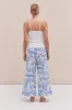 Soft V Tank Top & Wide Leg Trouser Set White/Loxodonta Print Blue sold by Desmond & Dempsey